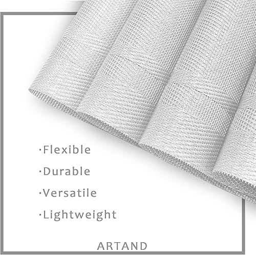 Miniatura 4 de DACHUI Juego de 6 manteles individuales tejidos con aspecto de lino, resistentes al agua, resistentes al calor, lavables, duraderos (plateado)