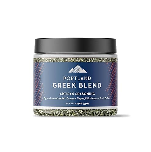 Portland Salt Co. Mezcla de especias griegas con sal marina, artesanal, multiusos, condimento y frote mediterráneo, sin OMG, 1.94 onzas (paquete de