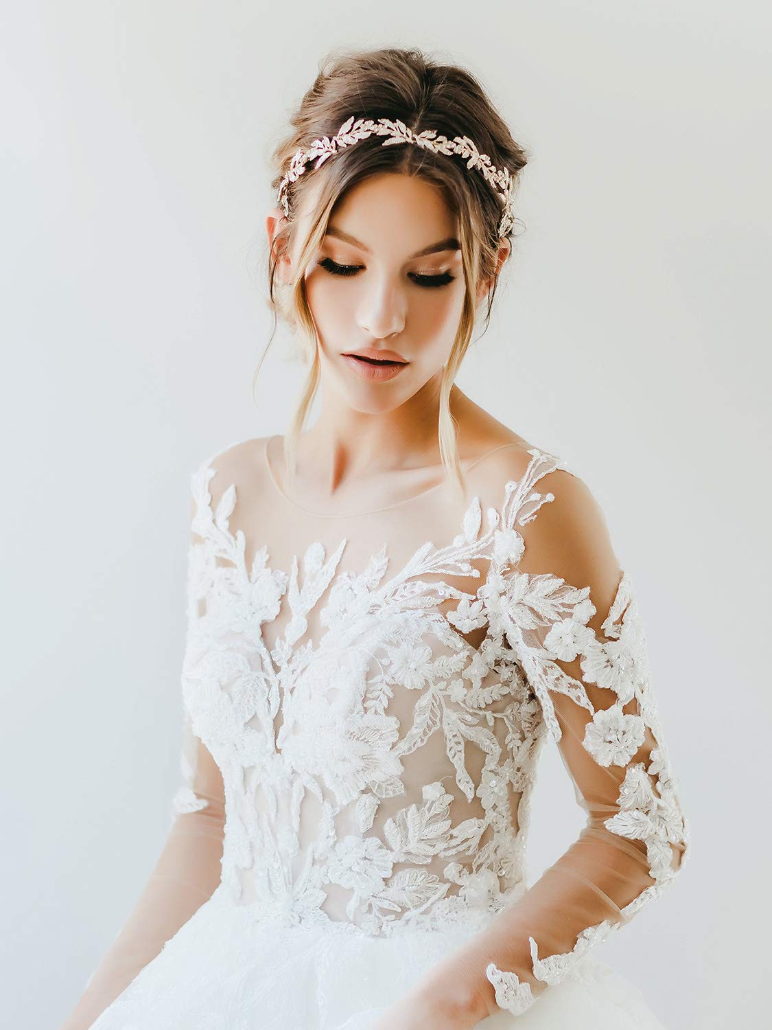 Amazon.com : SWEETV Leaf Wedding Headpieces for Bride Flower  display picture 1