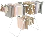 Séchoir à vêtements SONGMICS, support à linge, séchoir intérieur autoportant, 21,7 x 58,3 x 39,4 pouces, argent et blanc ULLR052W01