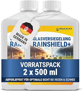 Maxxi Clean | 2x 500 ml Scheibenversiegelung [Rain Shield +] | Glasversiegelung | Nanoversiegelung | Regenabweiser mit Lotus-Effekt | Scheibenversiegelung mit Abperleffekt für klare Sicht