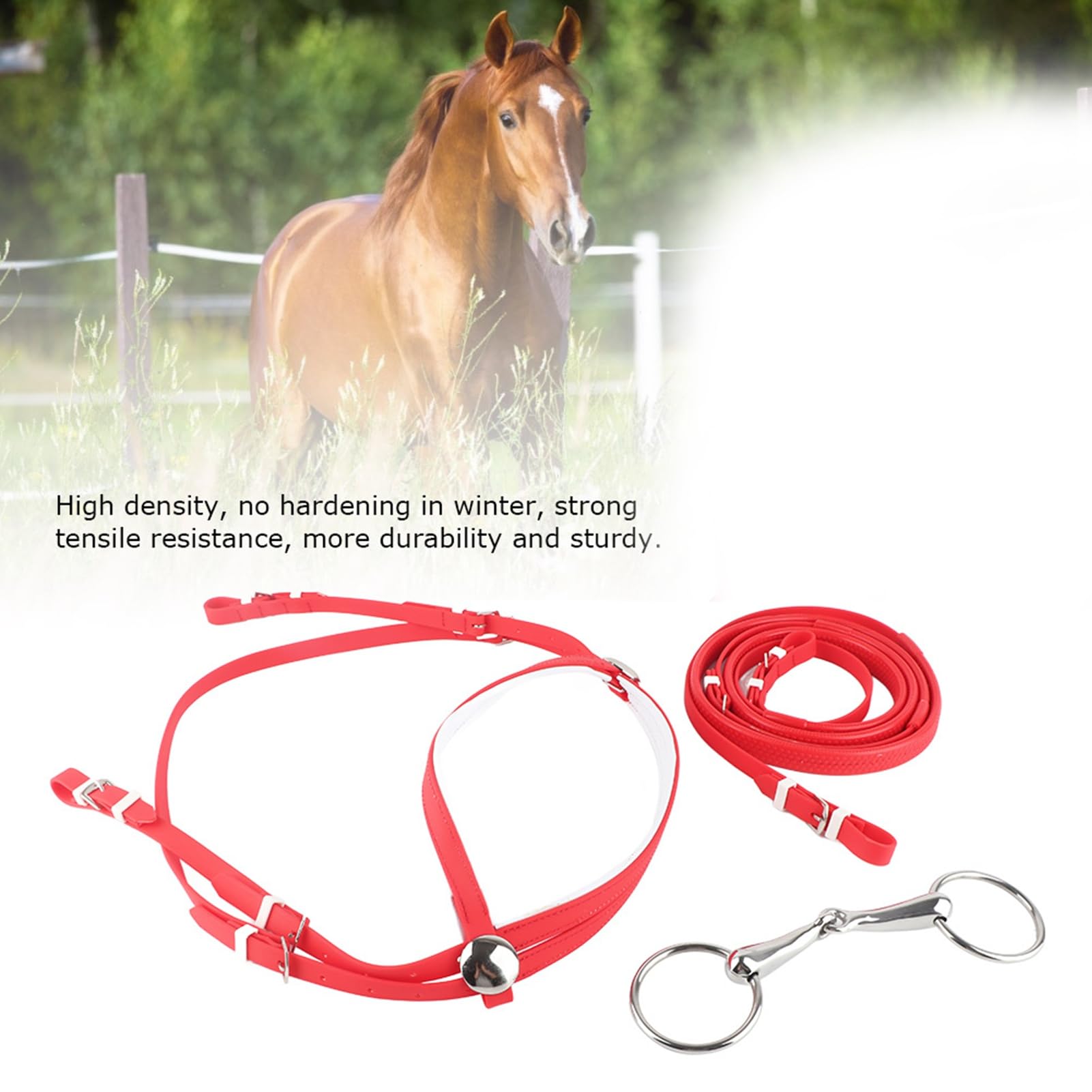 Redini Per Cavalli in PVC, Briglie Per Cavalli Riendas Para Caballos Redini Divise Rimovibili Redini da Concorso in Acciaio Inossidabile Filetto Cavo