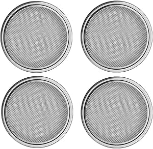 4 pack Mason jar Sprouting Lids wide mouth- stainless steel sprouting lids for wide mouth mason jars, growing Bean, Broccoli, seed