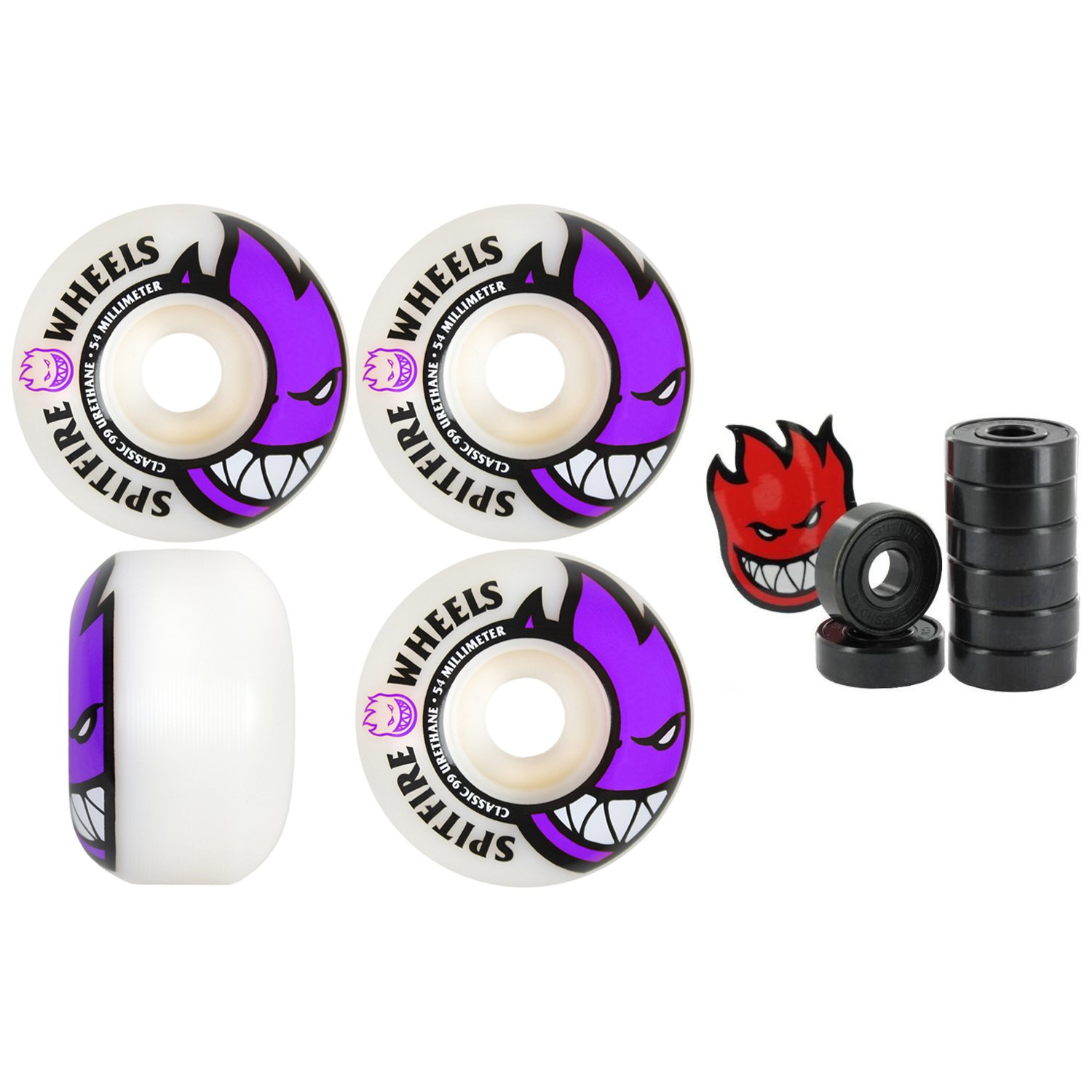 Spitfire Skateboard Wheels 54mm Bighead Purple Bearings