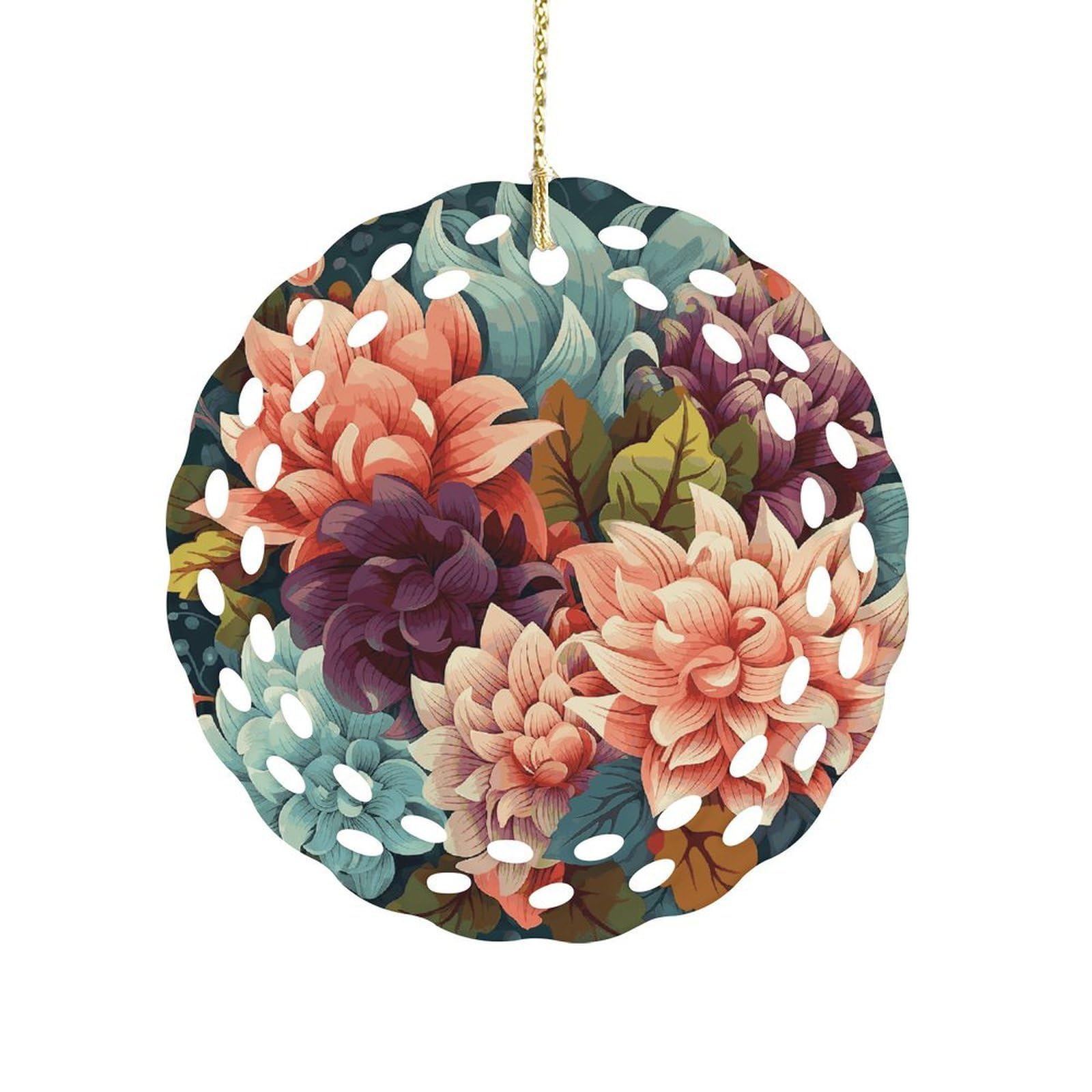 Fodpand Women's Style Flowers As Background Ceramic Ornament For Home Decor 3.2" Round Tree Decoration Christmas Ornaments For Men Double-Sided Design