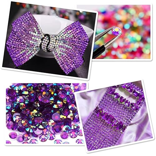 Miniatura 6 de 720 diamantes de imitación SS30 de 0.236 in AB con parte trasera plana para uñas, arte, manualidades, gemas redondas transparentes con purpurina y