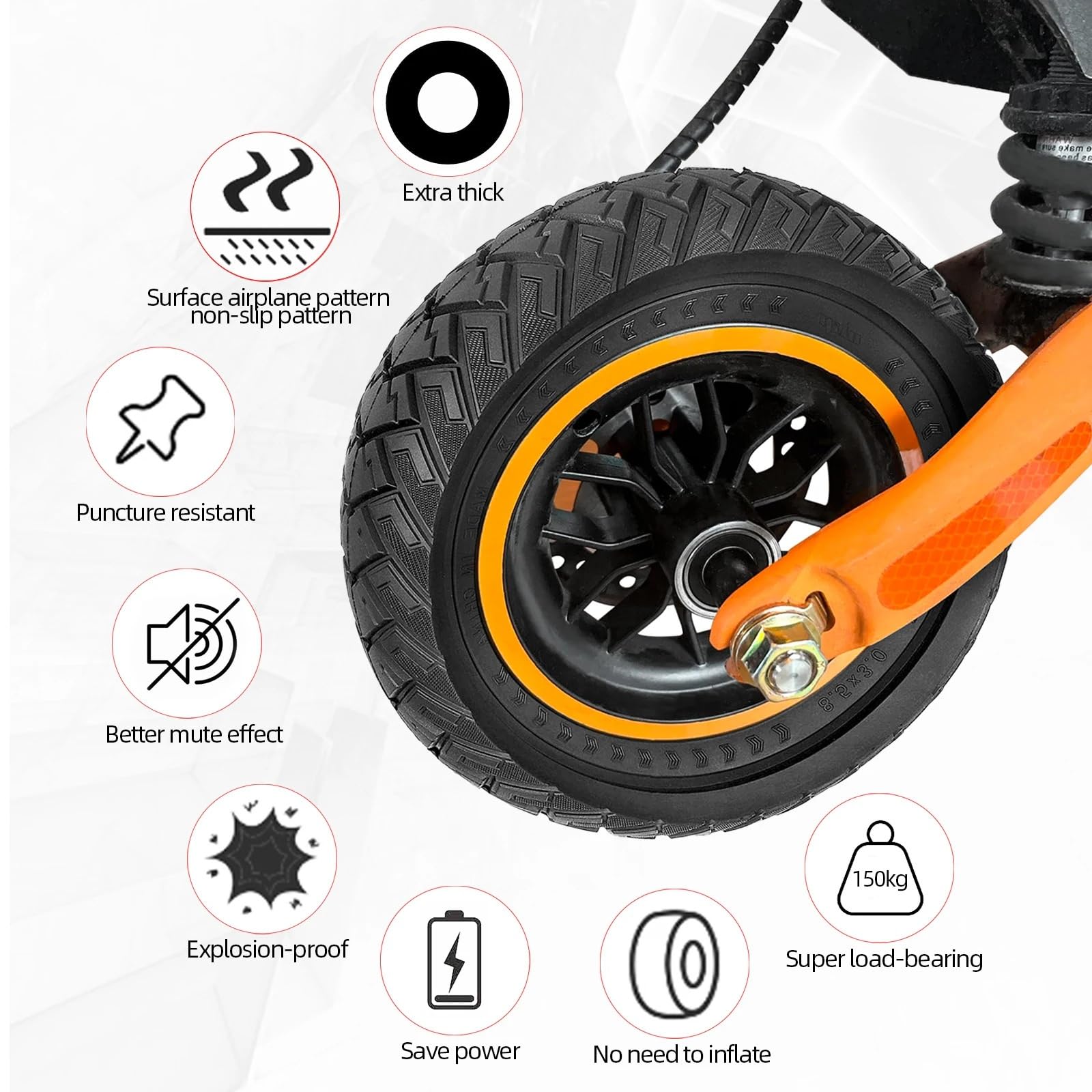 Générique Pneu Trottinette 8.5 Pouce Solide Tout-Terrain 8.5 Pouces .5x3 for Scooter, pièces de résistantes à l'usure et la Perforation