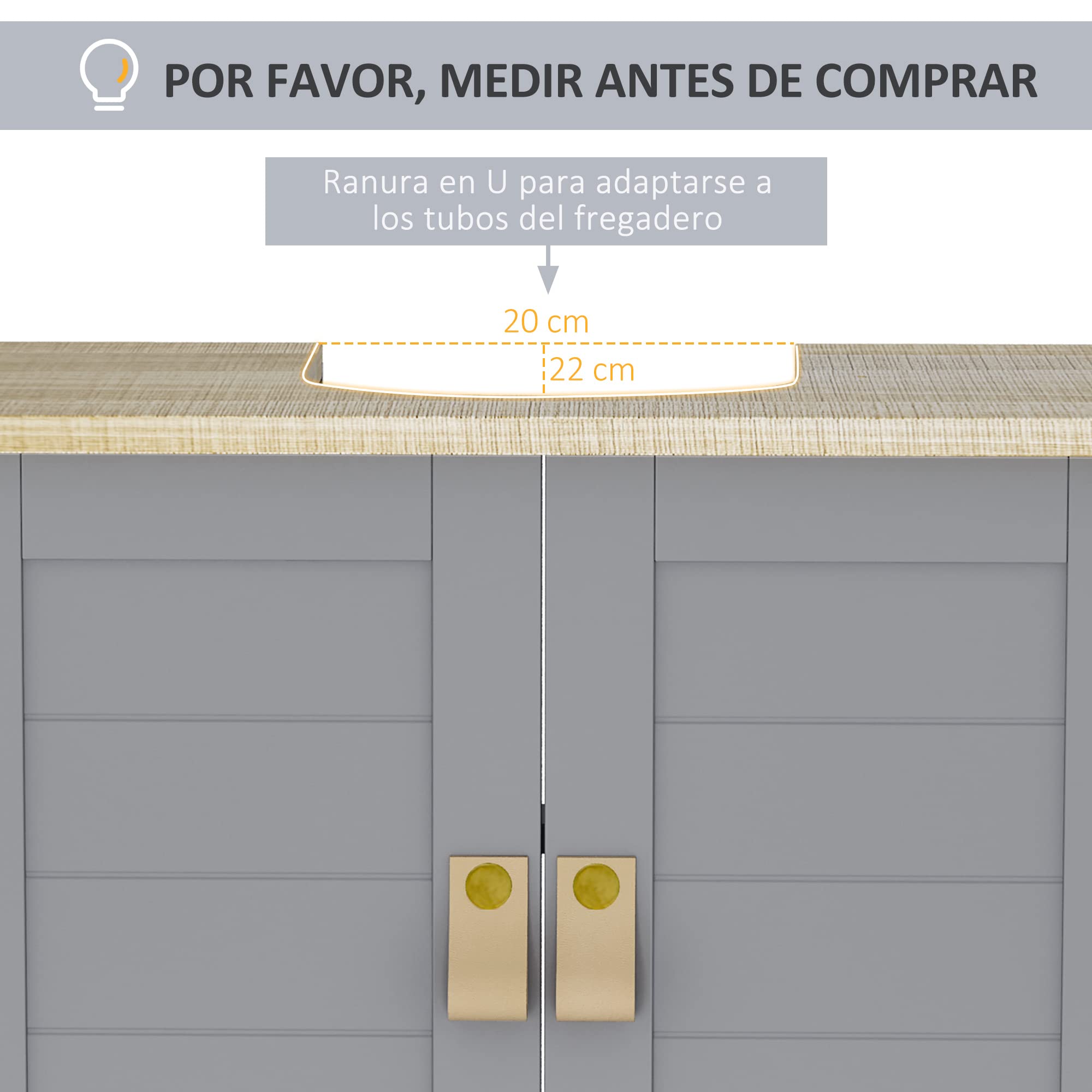 kleankin Conjunto de Baño Estilo Moderno 39x30x168 cm 60x30x60 cm Gris | Juego de Columna de Baño y Mueble para Debajo del Lavabo, con Estante Ajustable