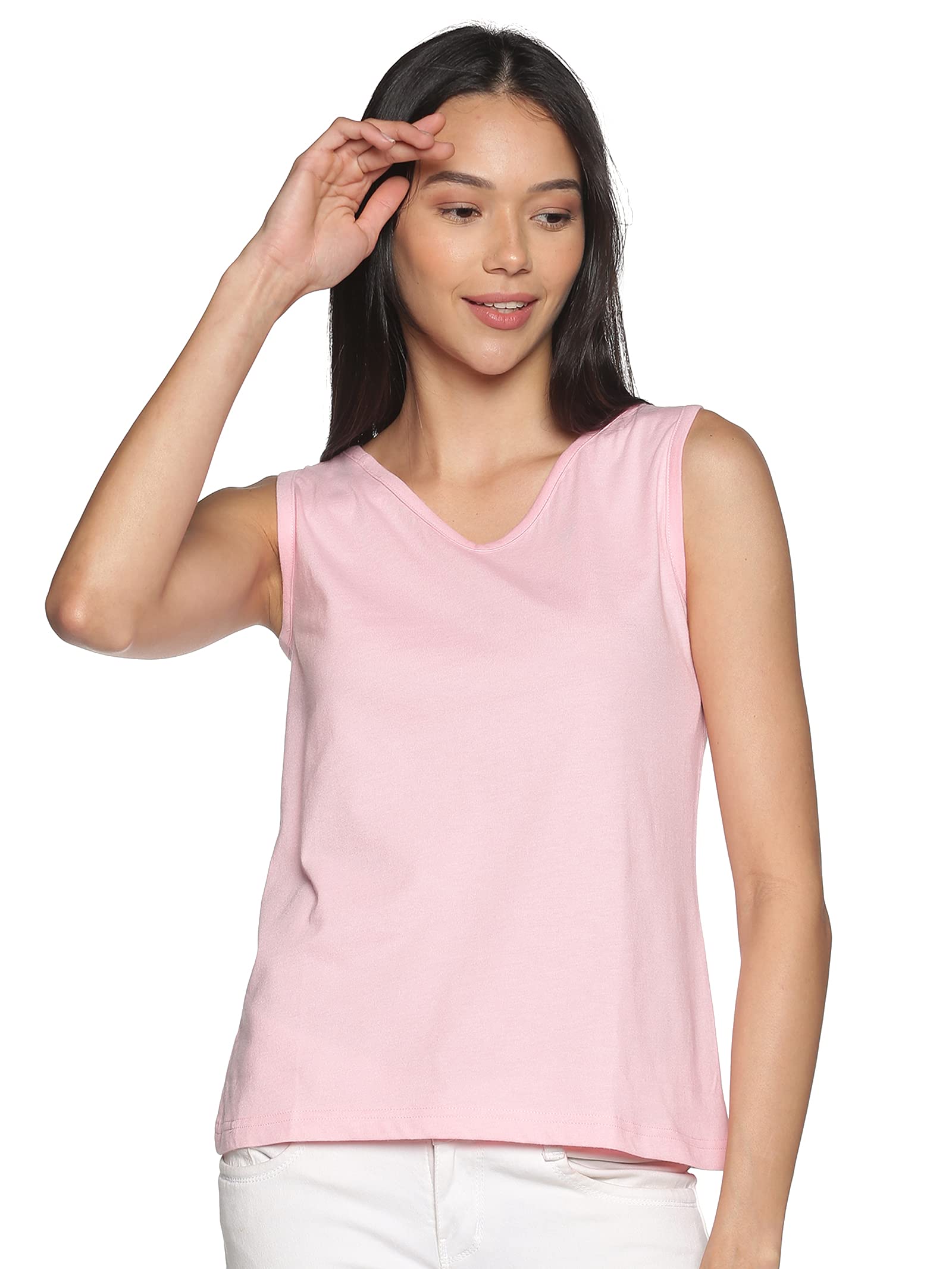 Eco-Friendly Women's Cotton Dual V Neck/Round Neck Tank Top
