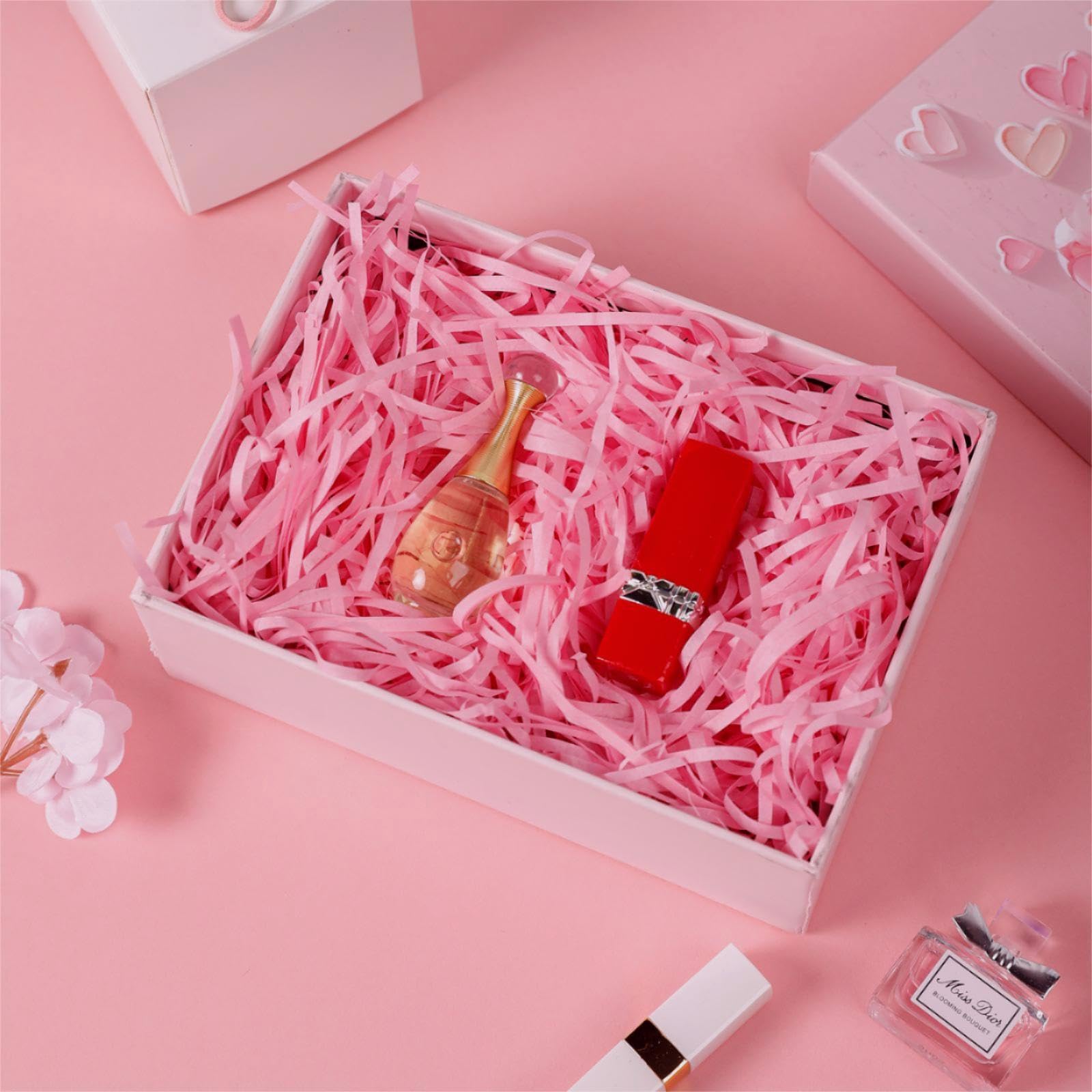 Papier Déchiqueté Coloré Pour Remplissage Cadeaux - 300g (rose, Jaune Clair, Vert Fruit) - Décoration Boîte Cadeau, Panier, Fête - 13