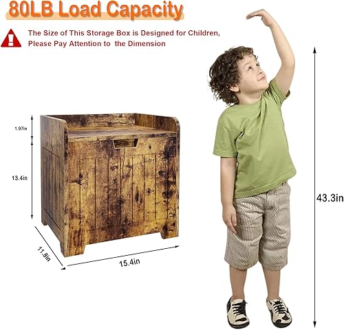 Miniatura 3 de Caja de almacenamiento de juguetes de cubo pequeño, color marrón, contenedor de almacenamiento de entrada de madera para el hogar, libros, ropa,