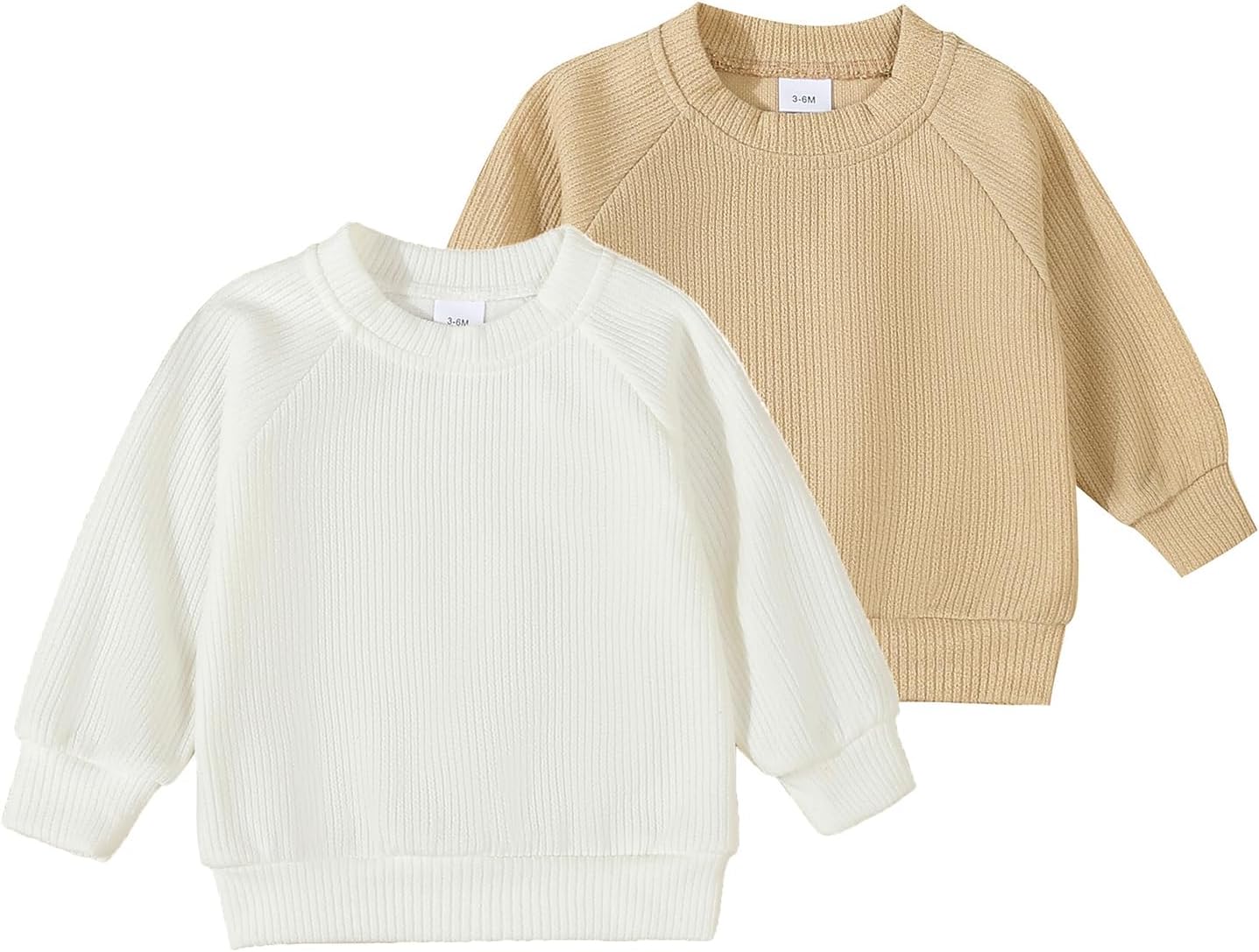 Infant Baby Boy Girl Knit Shirt Sweater 2 Pack Lightweight Crew Neck Knitted Pullover Sweaters Fall Winter Clothes