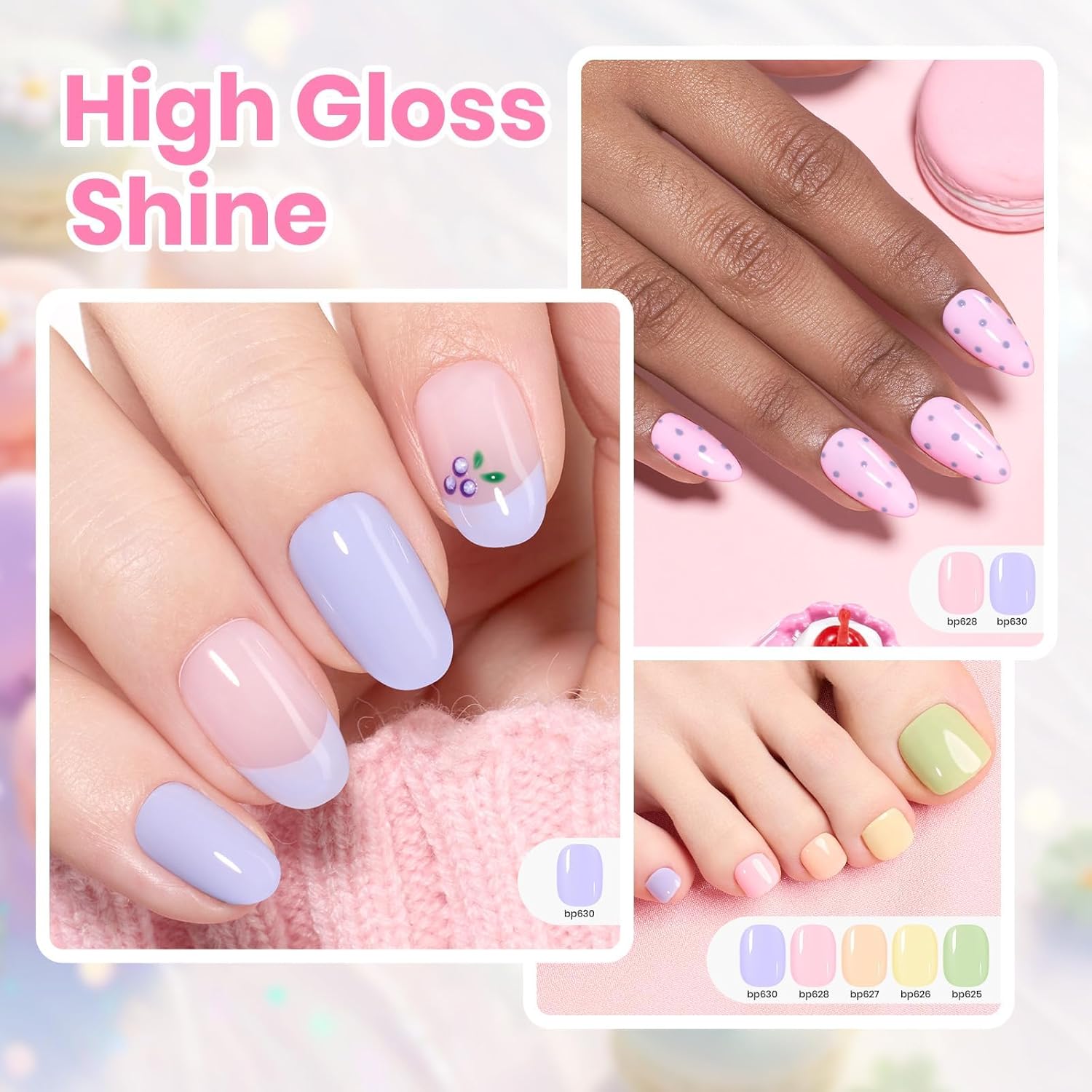 Beetles Pastel Nail Polish Set - Macaron Mood, 6 Colors Spring Nail Polish Quick Dry Set, Spring Nails Art, Long Lasting Manicure Salon DIY Home Easter Nails Gift for Her