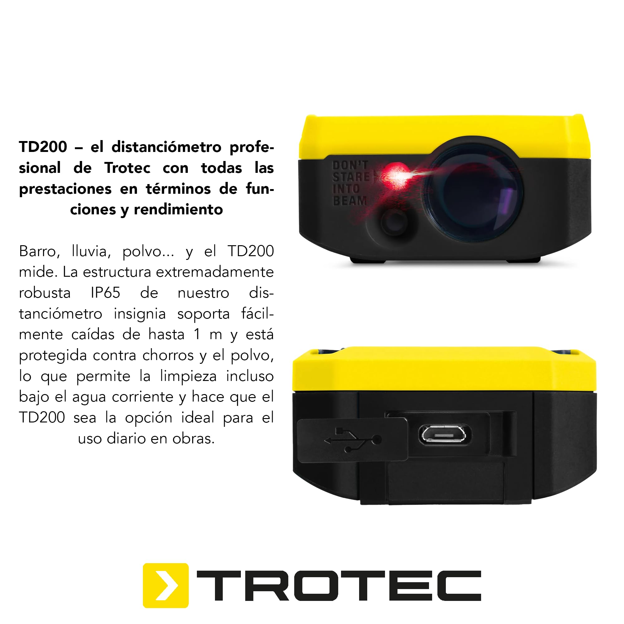 TROTEC Medidor láser de Distancia TD200 | para Aplicaciones de medición Profesionales de hasta 200 m de Alcance