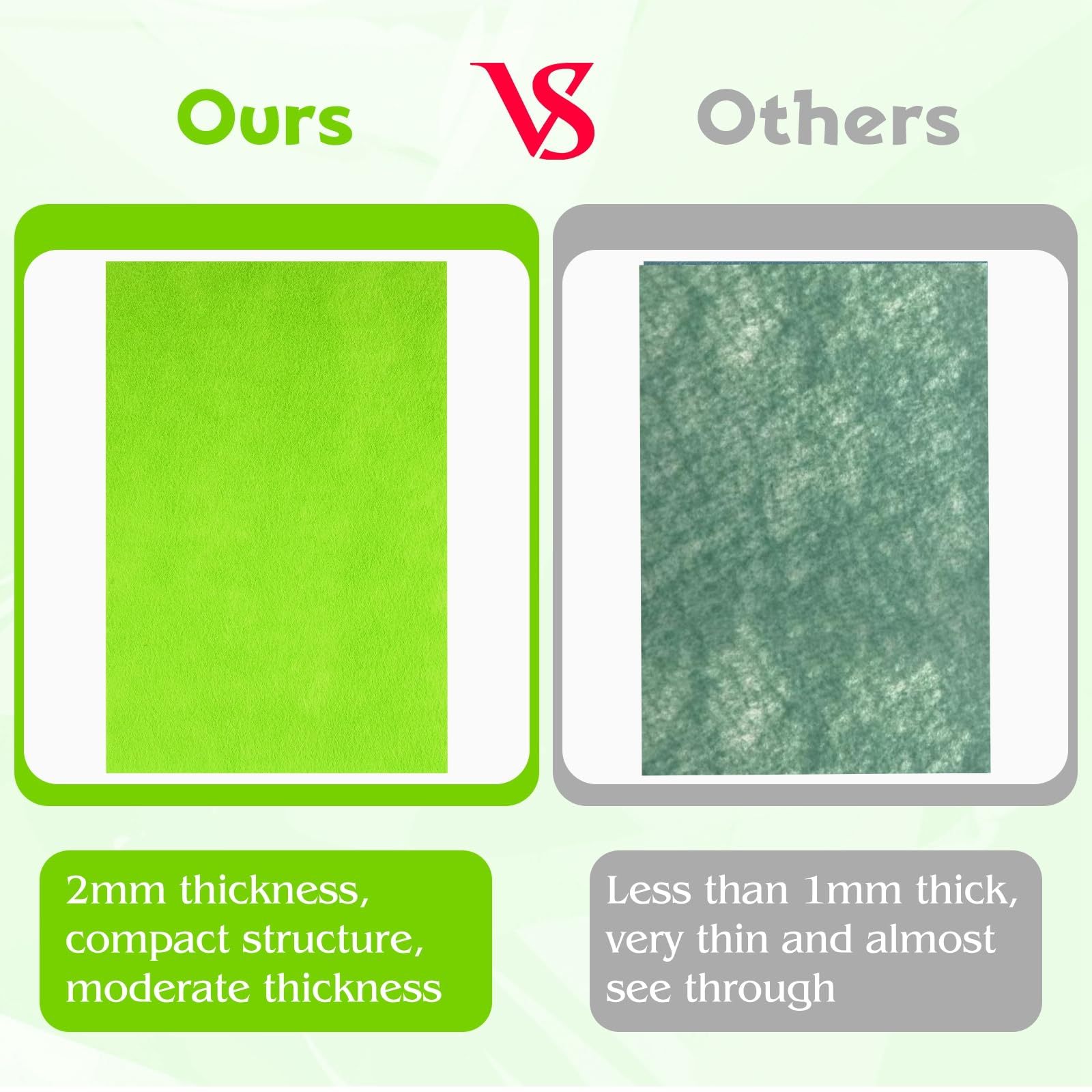 NEBURORA 2mm Thick Felt Sheets for Crafts 20 Pcs Stiff Felt for Crafts Green Felt Fabric Sheets Patchwork Sewing Craft Supplies (Green Series) - Image 4