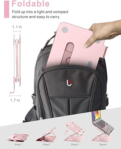 Miniatura 5 de brocoon Soporte para laptop, soporte ajustable para MacBook para escritorio, soporte ergonómico de aluminio para computadora con ventilación