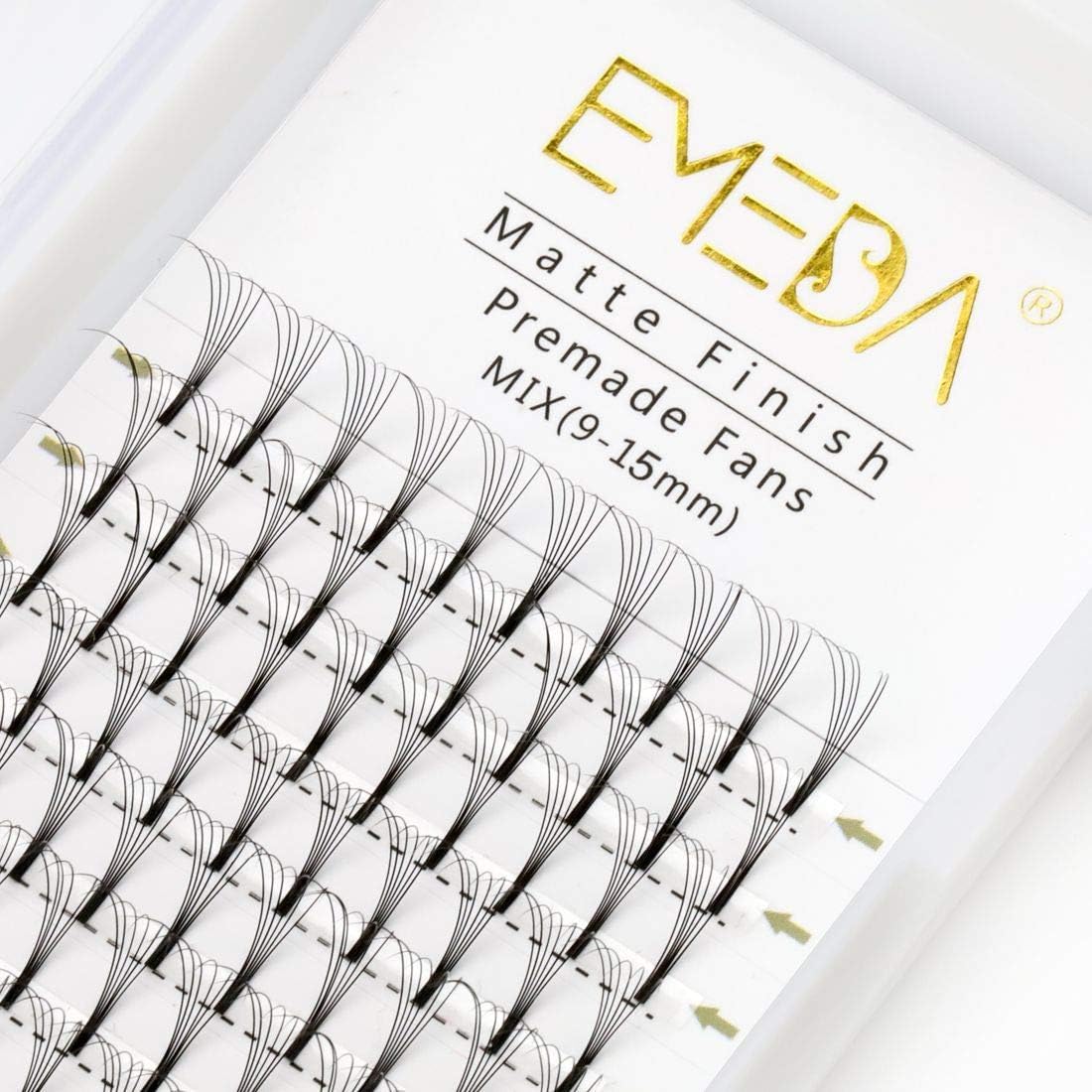 Premade Volume Eyelash Extensions Mixed Tray 0.10 C D Curl 3D 4D 5D 6D 8D Volume Lash Extensions Long Stem Pre Made Fanned Lash Fans Russian Eye Lashes by EMEDA (5D 0.10 C 11mm)
