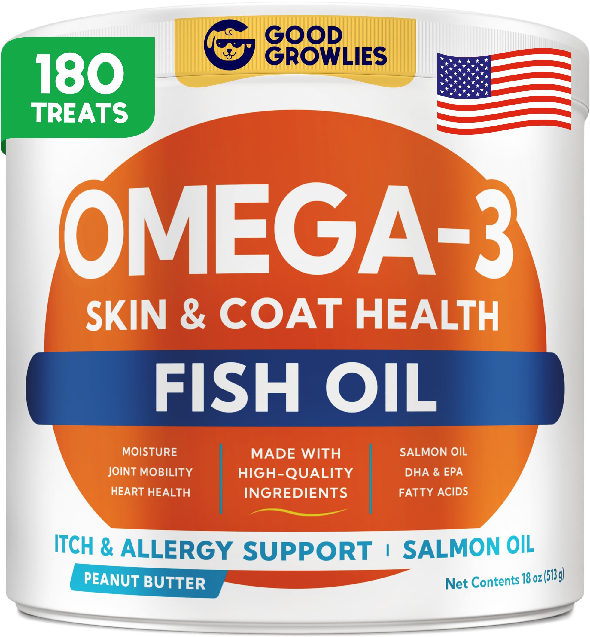 Oméga 3 Huile de poisson pour chien, à mâcher pour pelage et pelage, soulagement de la peau sèche et démangeaisons, support pour les allergies, pelage brillant, acides gras Epa et Dha,