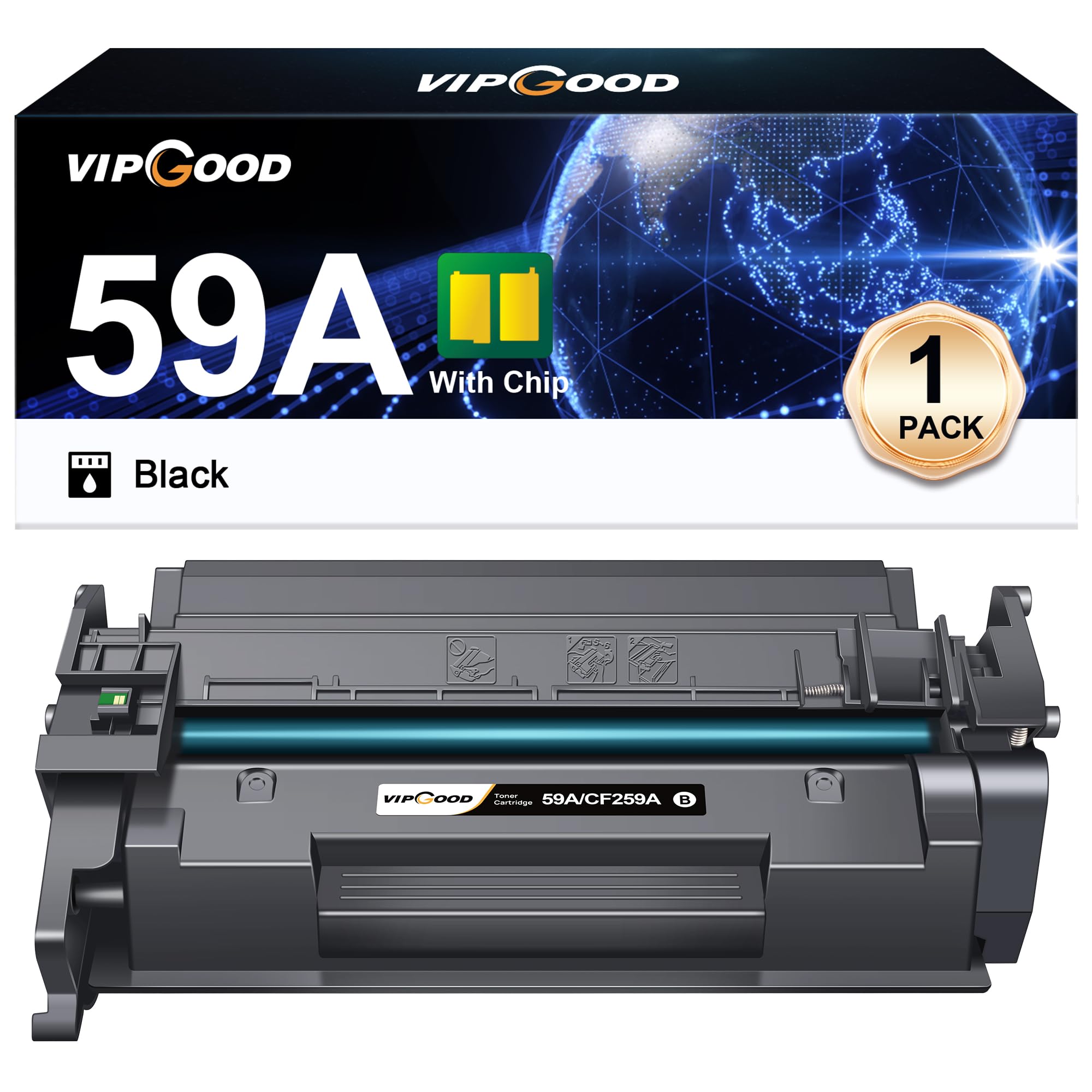 VIPGOOD 59A (Con Chip) Cartucce Toner Compatibile per HP 59A CF259A 59X per LaserJet Pro MFP M428 M428fdw M428dw M428fdn M428m (Nero, 1-Pack)
