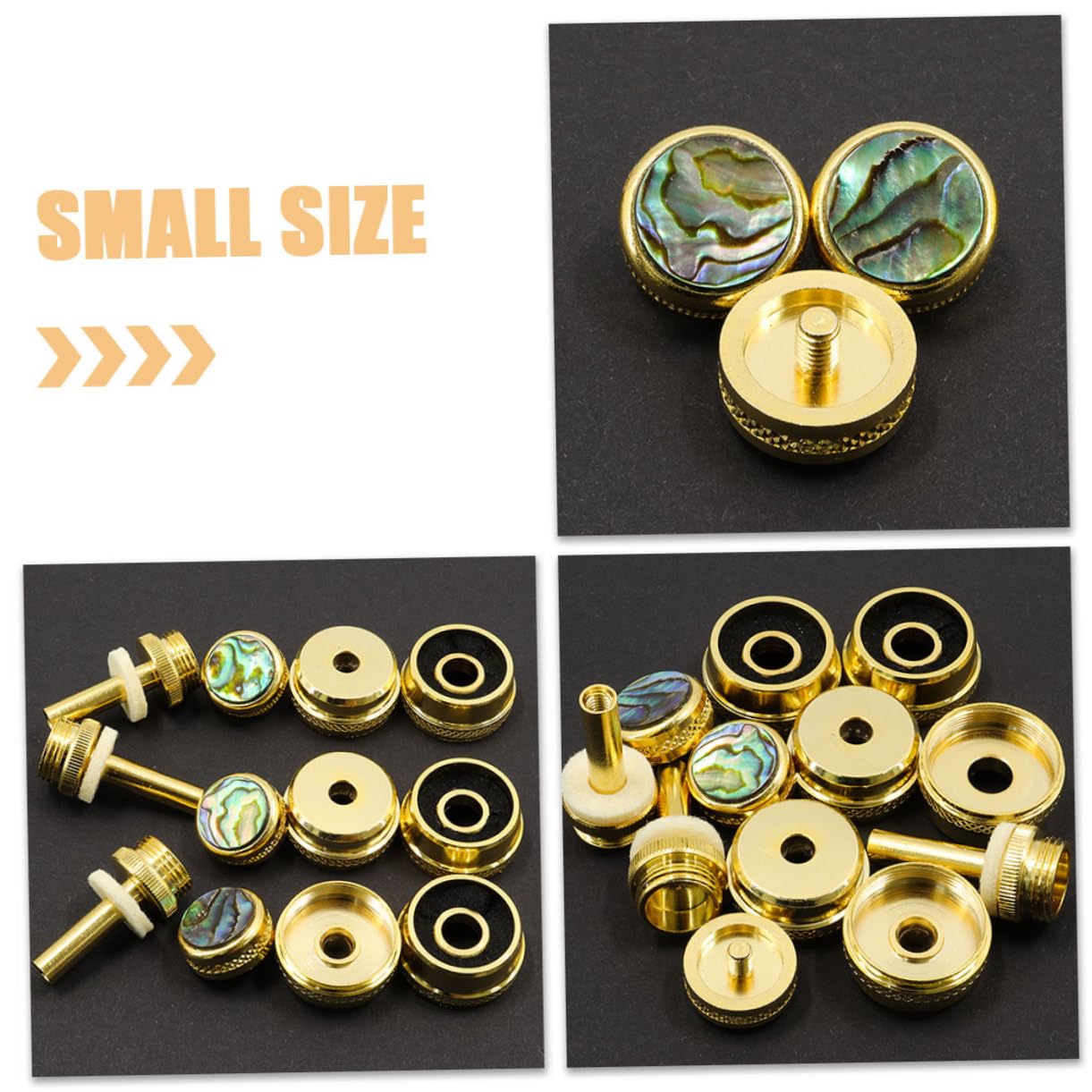 Toyvian Botones de Pistón para Trompeta, Metal Dorado, Repuesto para Músicos, Kit de Reparación Tapas y Varillas, Accesorios de Instrumento