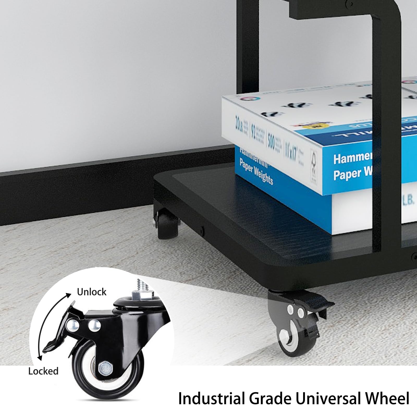 PUNCIA Supporto per stampante laser a 2 livelli con ripiano portaoggetti Supporto per fotocopiatrice mobile