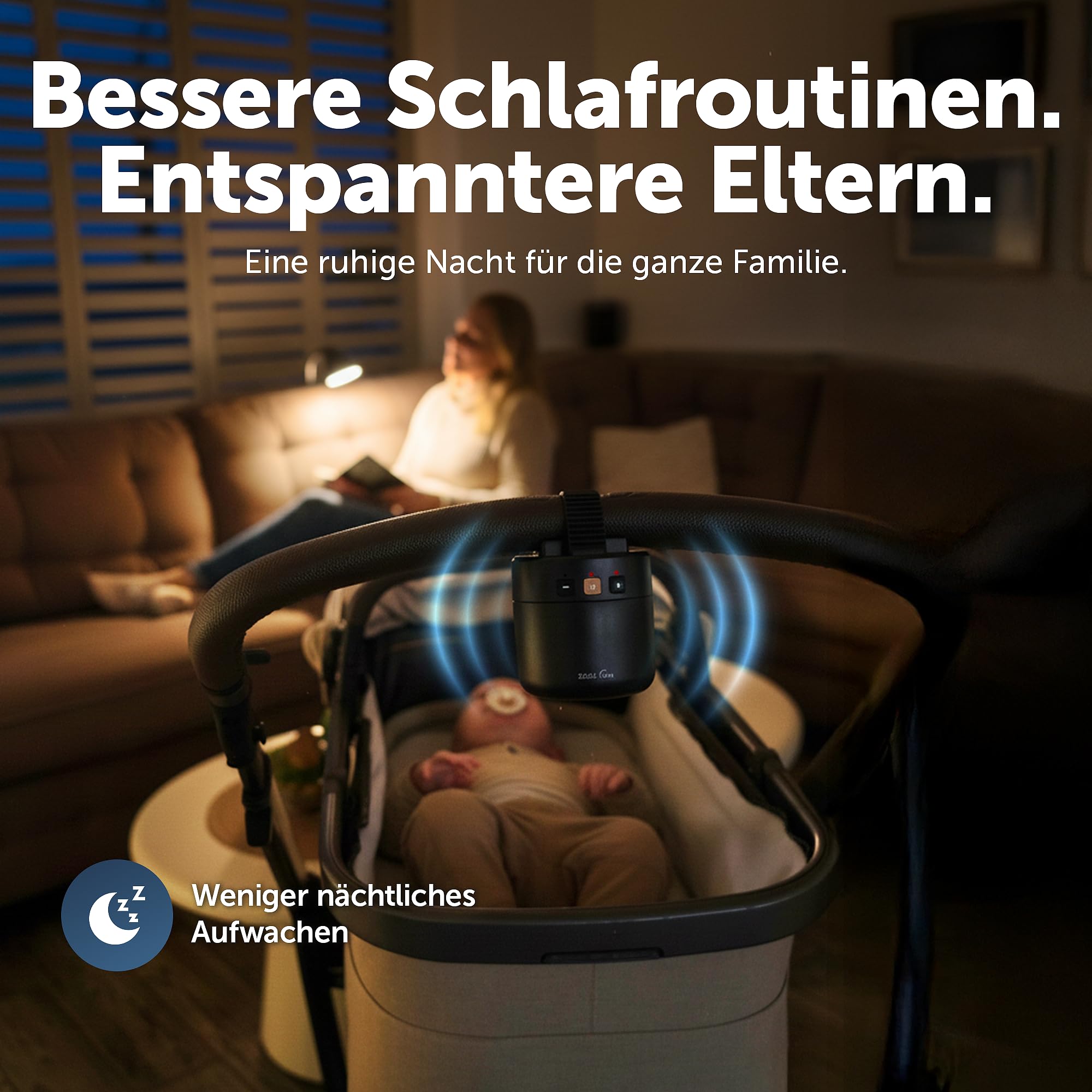 ZAZU ROXY Baby Rocker – Elektrischer Kinderwagen-Schaukler mit Weinen-Sensor, einstellbarer Wipp-Stärke & 40-Min-Auto-Off – Tragbar, wasserabweisend & USB-aufladbar