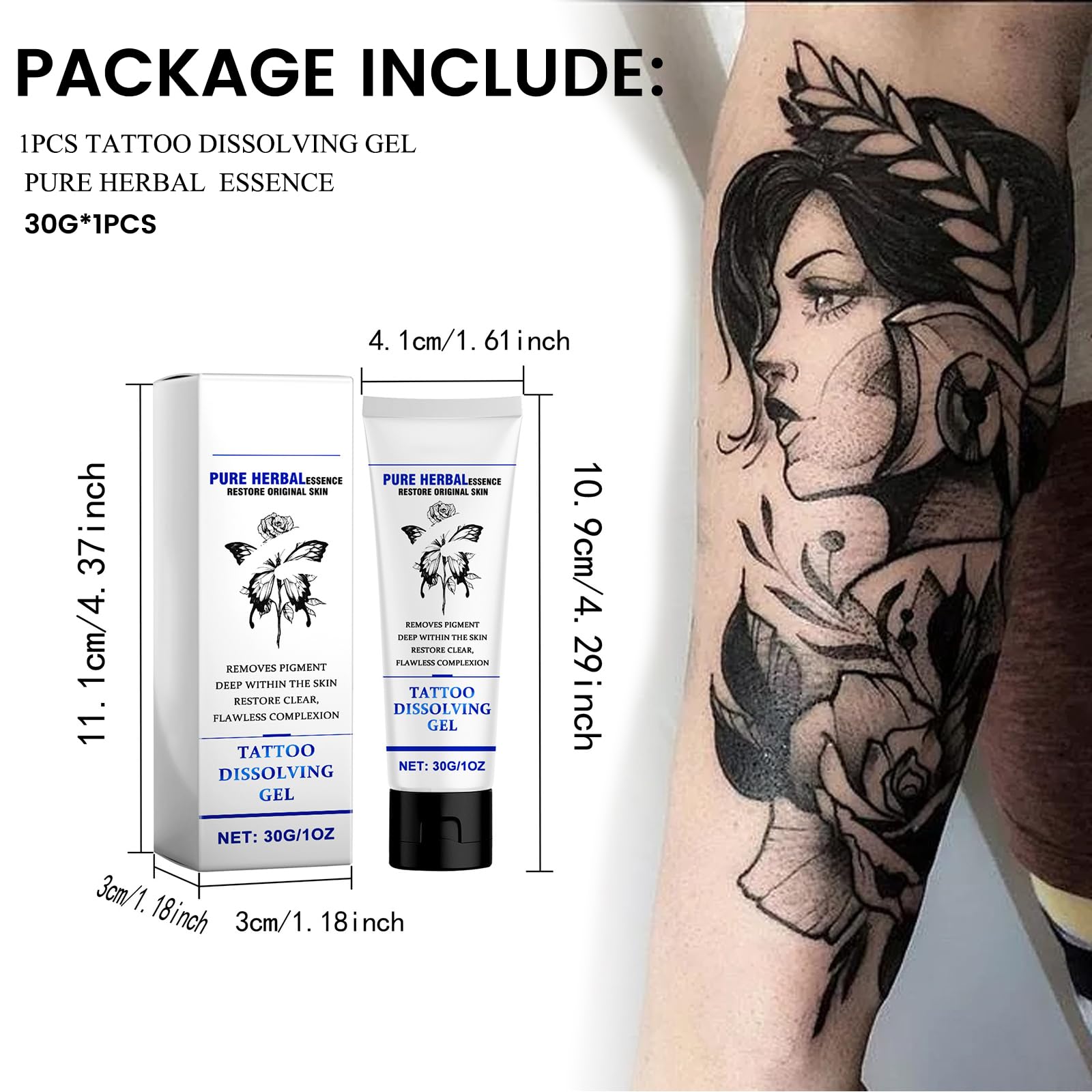 (02, F) Crema para Eliminar Tatuajes Naturalmente, Extracto de Planta, Rápida y Sin Dolor