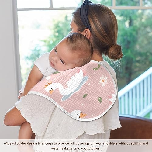 Miniatura 7 de Kigai Paños para eructos para bebé, paquete de 4 trapos para eructos súper absorbentes y suaves de princesa cisne, juego de ropa para eructos de