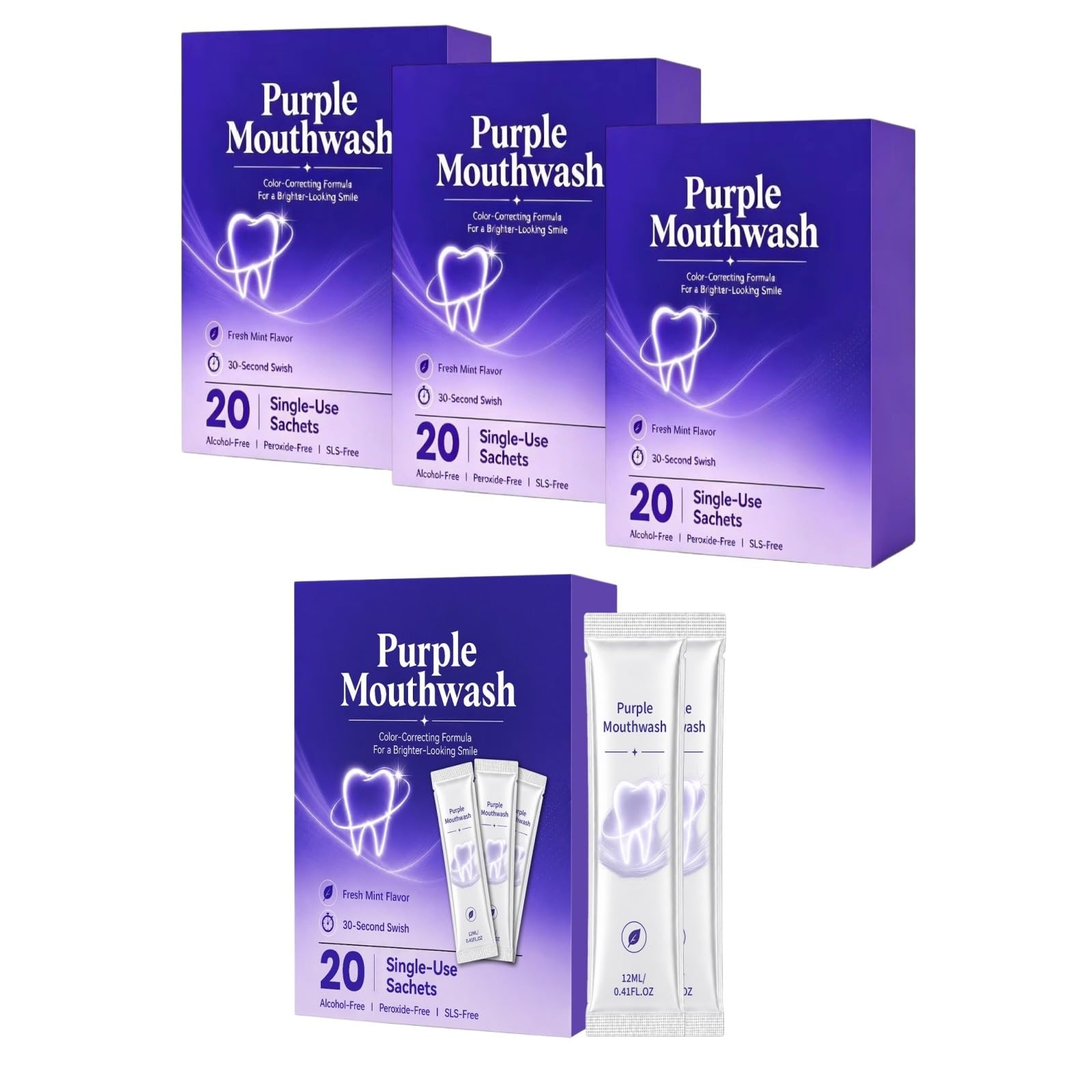 Purple Stain Mouthwash Stain Mouthwash ohne Alkohol, frischer Atem, sanftes Spülen, sauberes Gefühl, hilft bei sichtbaren Oberflächenflecken, Zuhause und auf Reisen