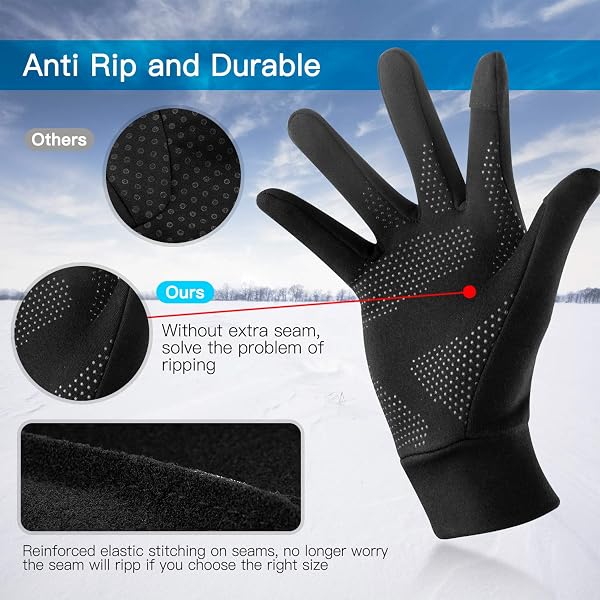 Unigear Gants Doublure Chauffants à Écran Tactile - Coupe-Vent Respirant Antidérapant pour Cyclisme, Course à Pied, Vélo, Exercice, Sport, Running, Ski, Snowboard, Moto - 3