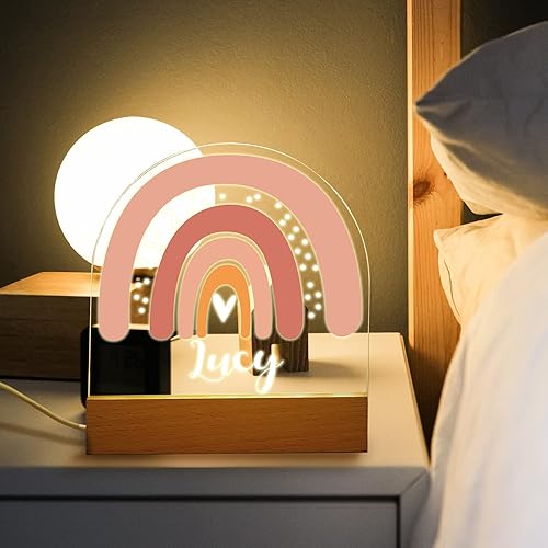 Miniatura 9 de Lámpara LED de acrílico de acuarela personalizada con nombre colorido patrón de luz nocturna para niñas y niños pequeños regalo