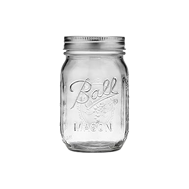 Ball Regular Mouth Pint (16 oz.) Mason Jars with Lids and Bands, for Canning or Drinkware, 8 Count