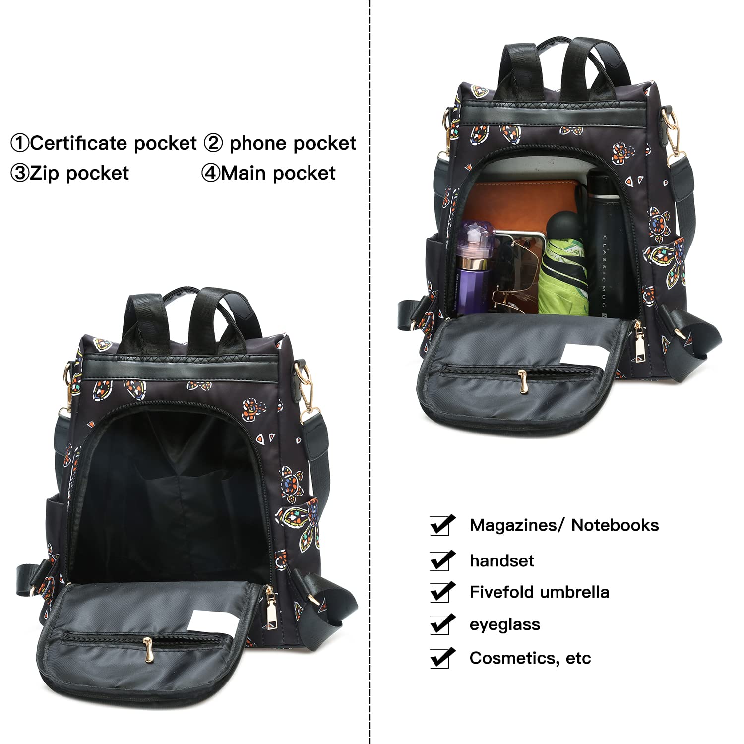 shepretty Zaino piccolo da donna Zaino Donna Borsa pelle Impermeabile casual borsetta