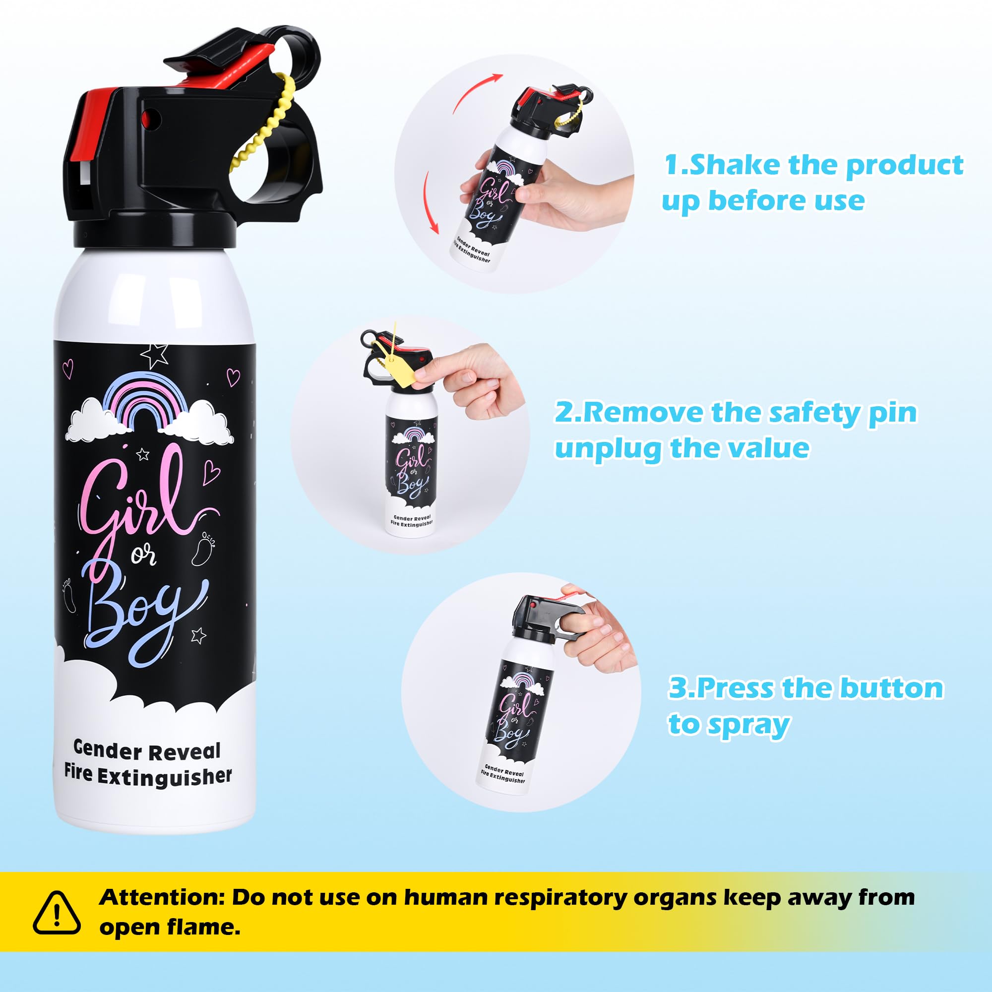 Baby Gender Reveal Fire Extinguisher ; Spray de Poudre Colorée ; Idée 100% Sûre et écologique Pour une Fête de Révélation du Genre du Bébé (blue)