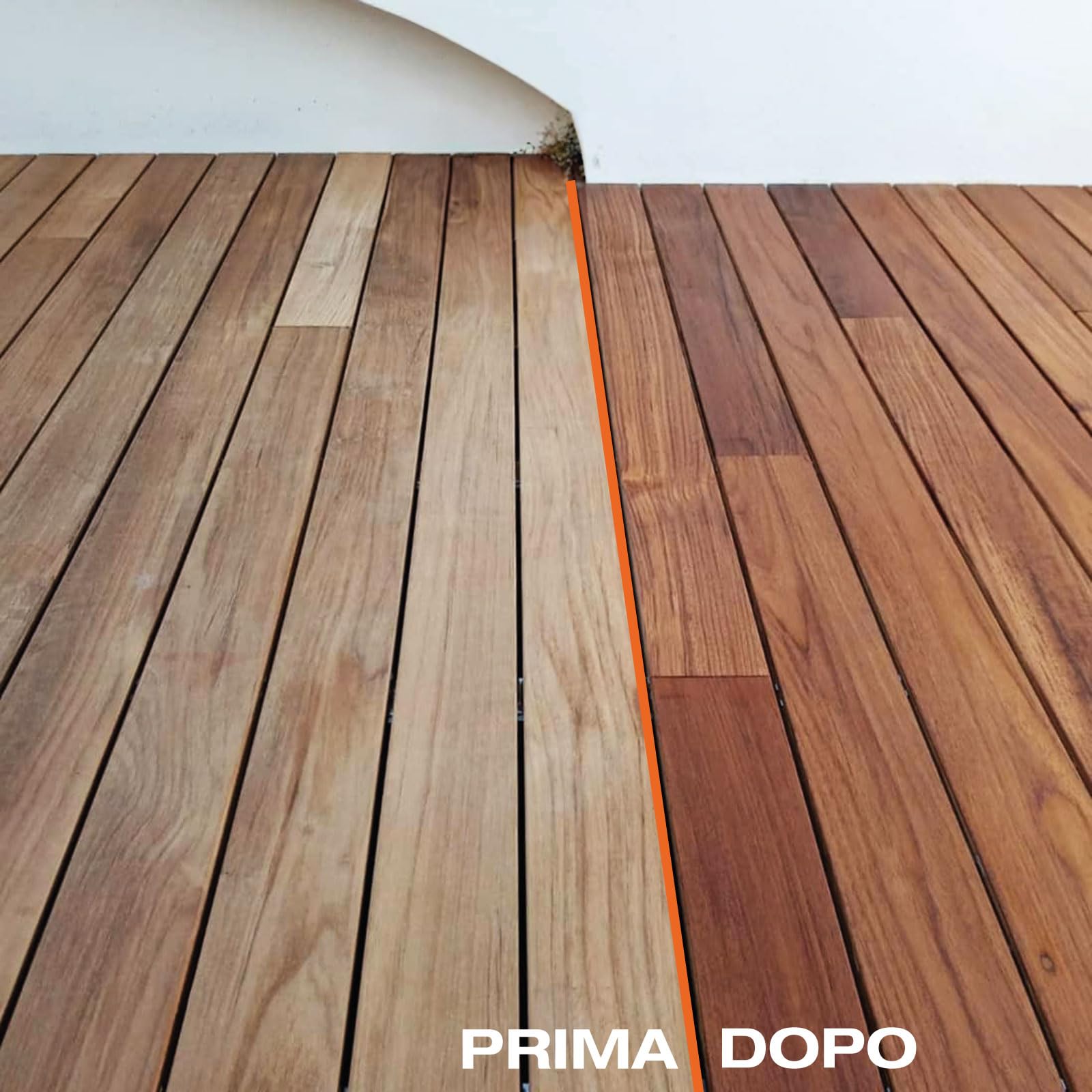 TOVER Oil4Sun Olio Impregnante per Legno Esterno e Decking - Protettivo per Bordi Piscina e Teak - Resiste ai Raggi UV e Intemperie - Effetto Naturale Idrorepellente - Kit 2x1 Litro