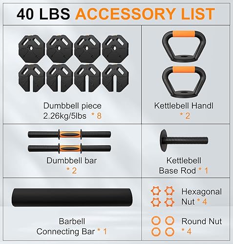 Miniatura 9 de Juego de mancuernas ajustables para hombres y mujeres, 20 libras, 30 libras, 40 libras60 libras, juego de pesas con conector, juego de mancuernas 5