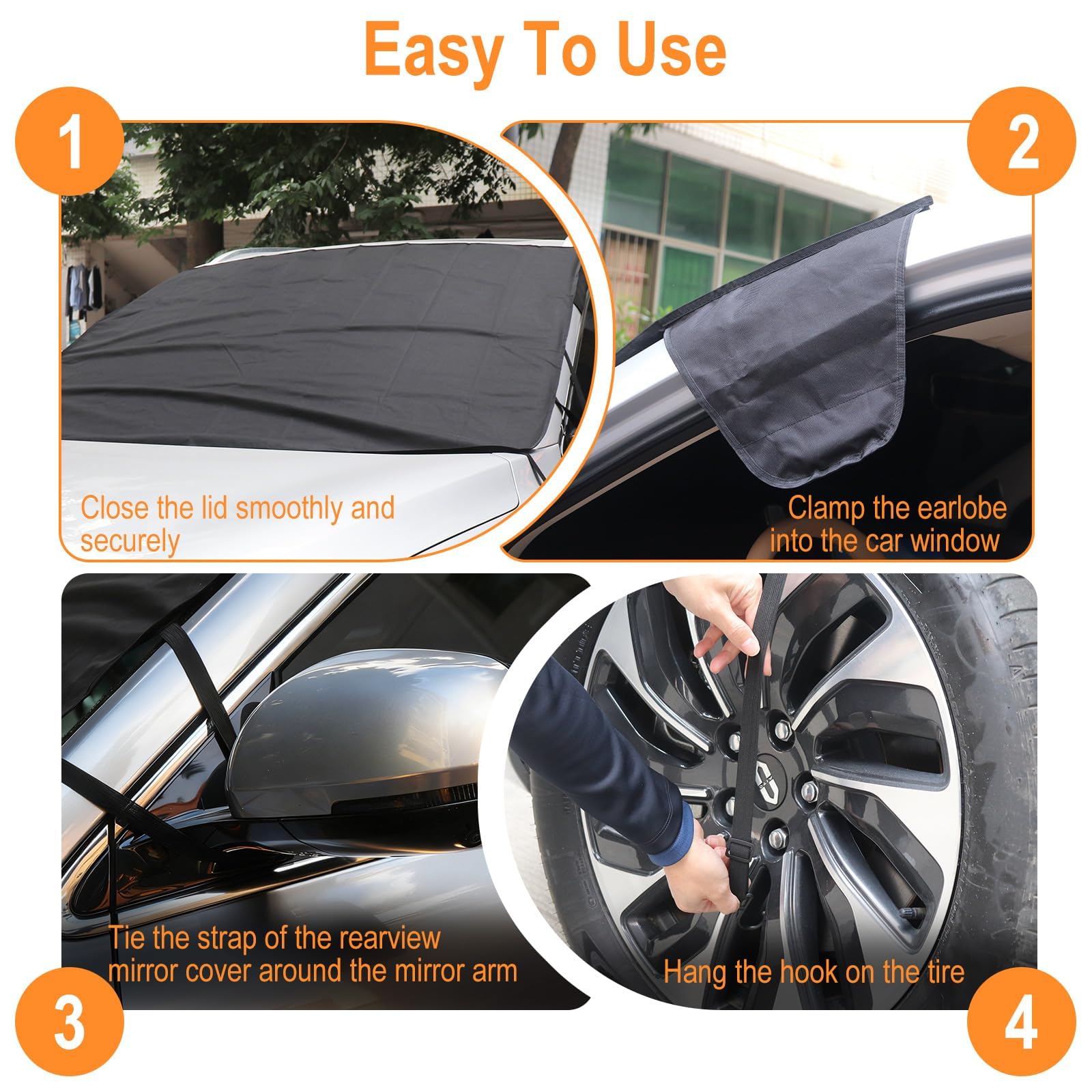 Copertura per parabrezza, per auto, SUV e camion pickup, tessuto Oxford 600D, impermeabile, protezione solare, antigelo, protezione per finestra resistente alle intemperie (Grande)