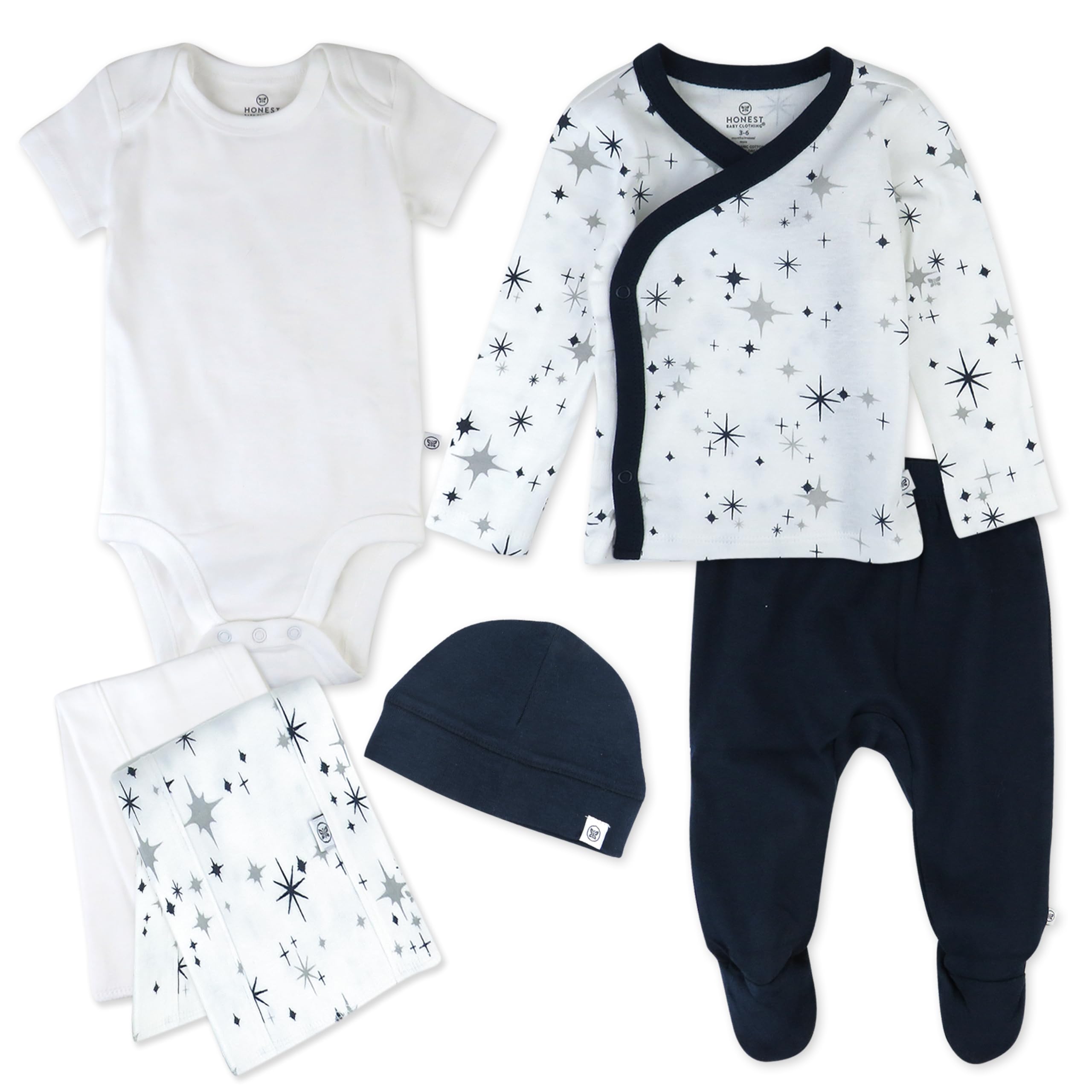 HonestBaby Paquete de ropa para bebé niña (paquete de 6)