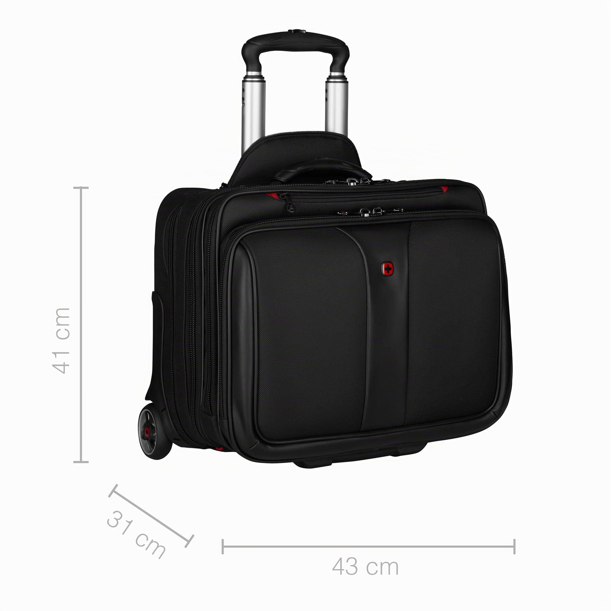 WENGER Patriot 2-TLG Laptop Trolley für Notebook bis 17 Zoll, herausnehmbare Laptop-Tasche 15,6 Zoll, 25 l, Damen Herren, Büro Business Reisen, Schwarz, 600662