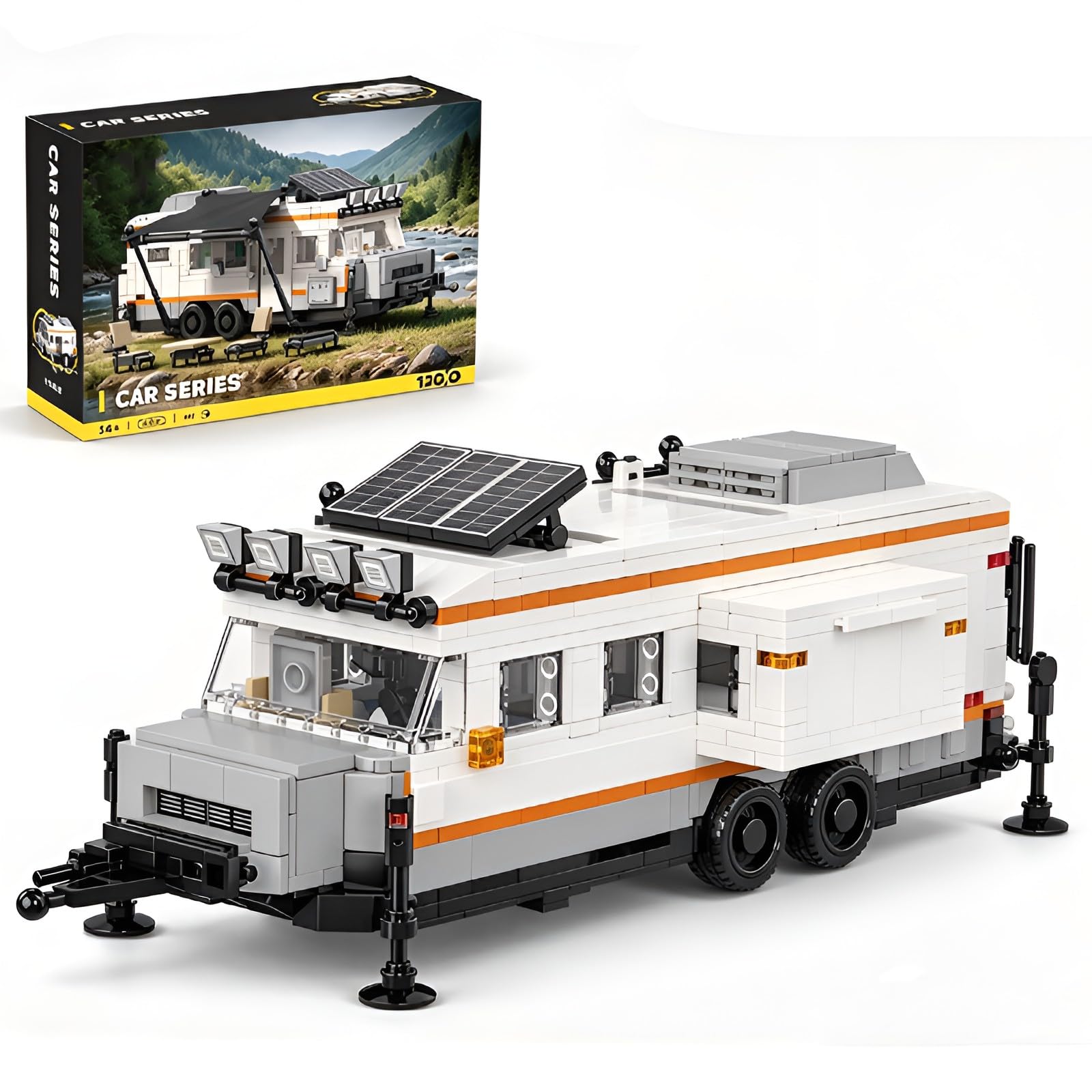 Camper Van Building Blocks Kit, Travel Trailer Caravan Model 911pcs Gifts