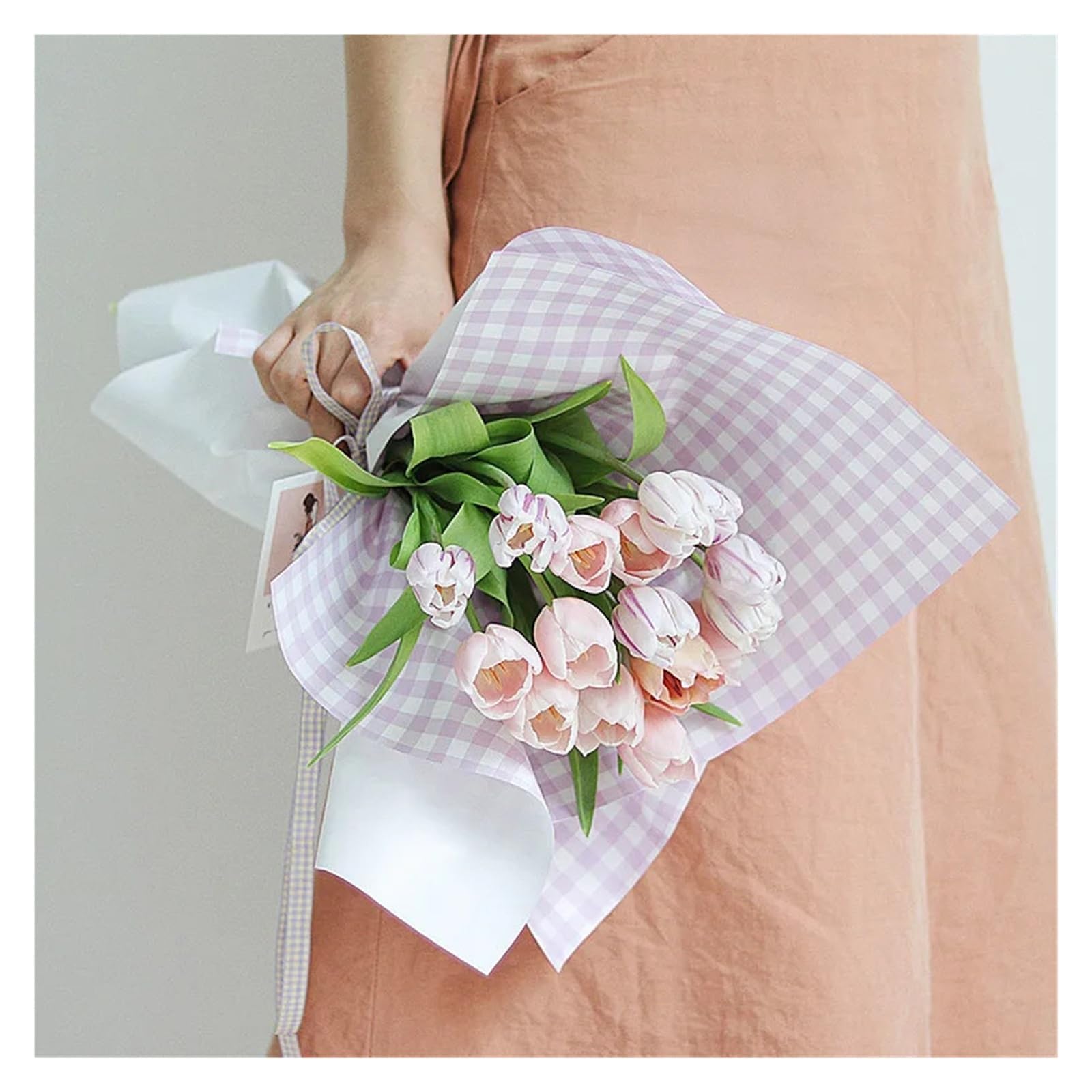 Geschenkverpackung, Kariertes Blumenstrauß-Geschenkpapier, 58 x cm, 40 Stück, Bastelverpackung(Style 1)