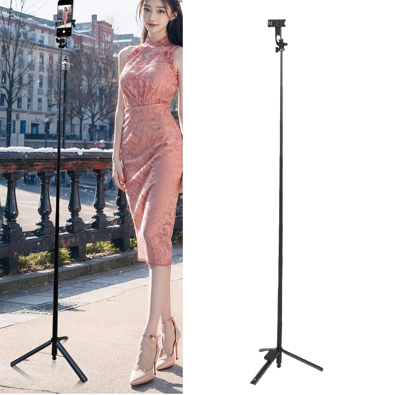 Trípode Automático Compatible con Bluetooth con Pantalla para Selfies de 2 Pulgadas, Ideal para Capturar Vídeos de Viajes y Fitness