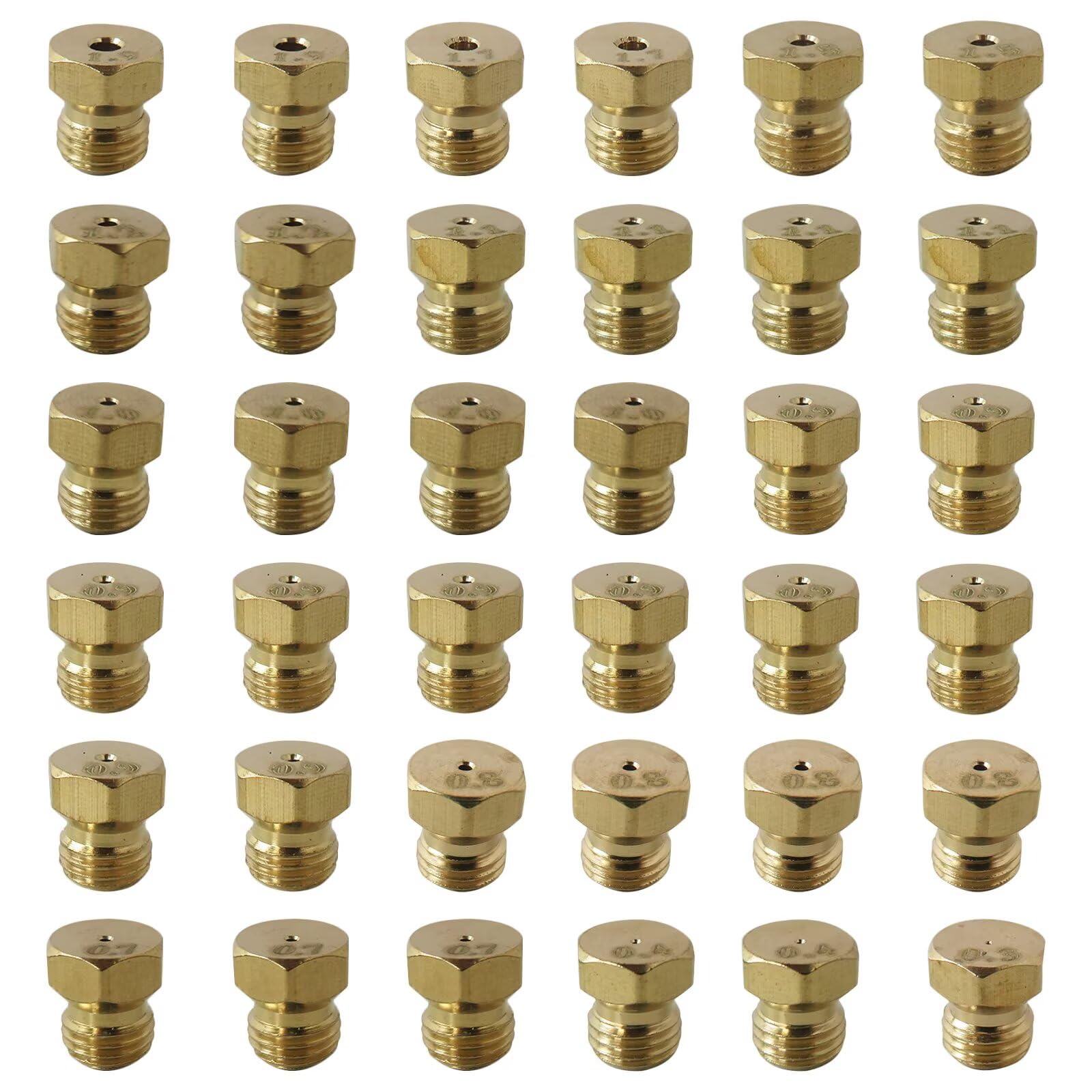 36Pcs LP Gas Conversion Kit for Range/Cooktop/Stove - Propane & Natural Gas Brass Orifice Nozzles (0.3mm-1.9mm, M6x0.75mm) for Frigidaire, for Kenmore, for Electrolux