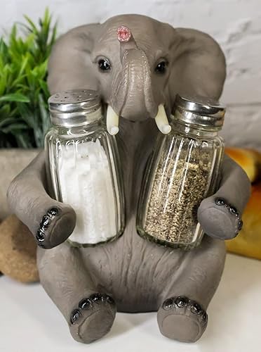 Miniatura 6 de Ebros Gift Safari africano elefante decorativo de cristal salero y pimentero titular figura decoración 7 "H elefantes cocina bar comedor acento