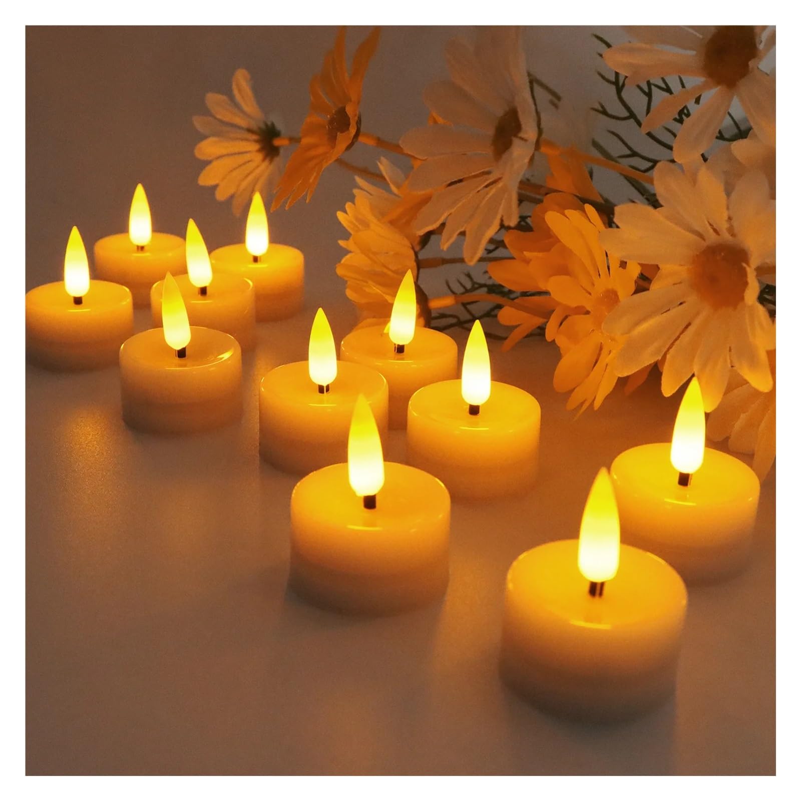 6/12 piezas velas LED parpadeantes alimentadas por luz parpadeante luz del té sin llama para la decoración de la fiesta nupcial de cumpleaños (10-pcs-Warm Light)