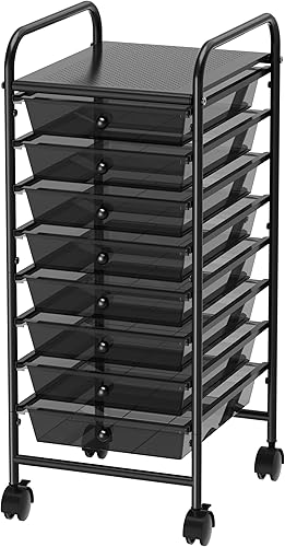 Simple Houseware Utility Cart with 8 Drawers Rolling Storage Art Craft Organizer, Black Negro