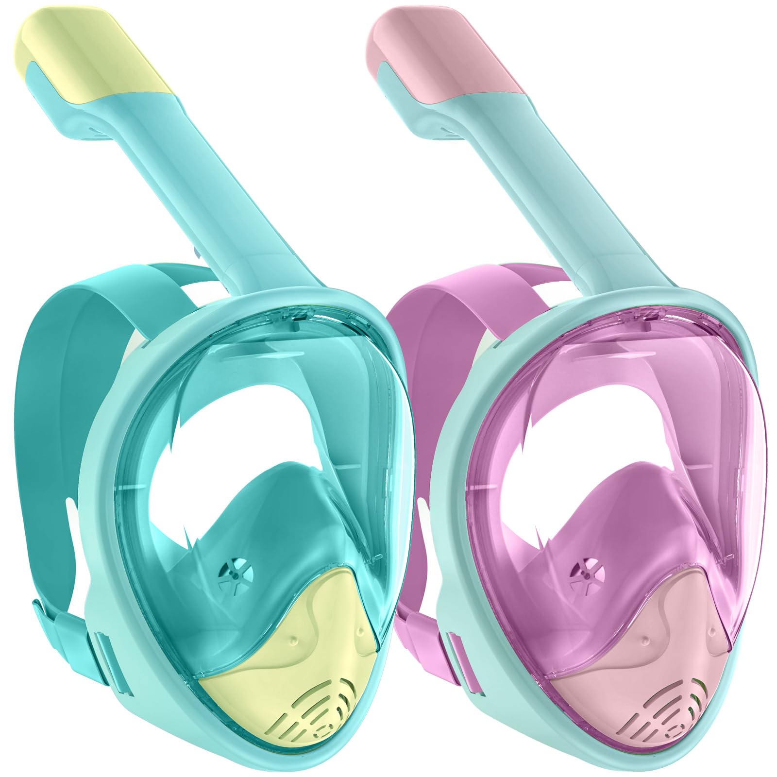 Schnorchelmaske Kinder Vollmaske, Sicherer CO2-Schutz, Anti-Beschlag, Vollgesichts-Tauchermaske mit Abnehmbarer Action-Cam Halterung, Dry-Top System, Auslaufsicher, Schnorchelset für Kinder