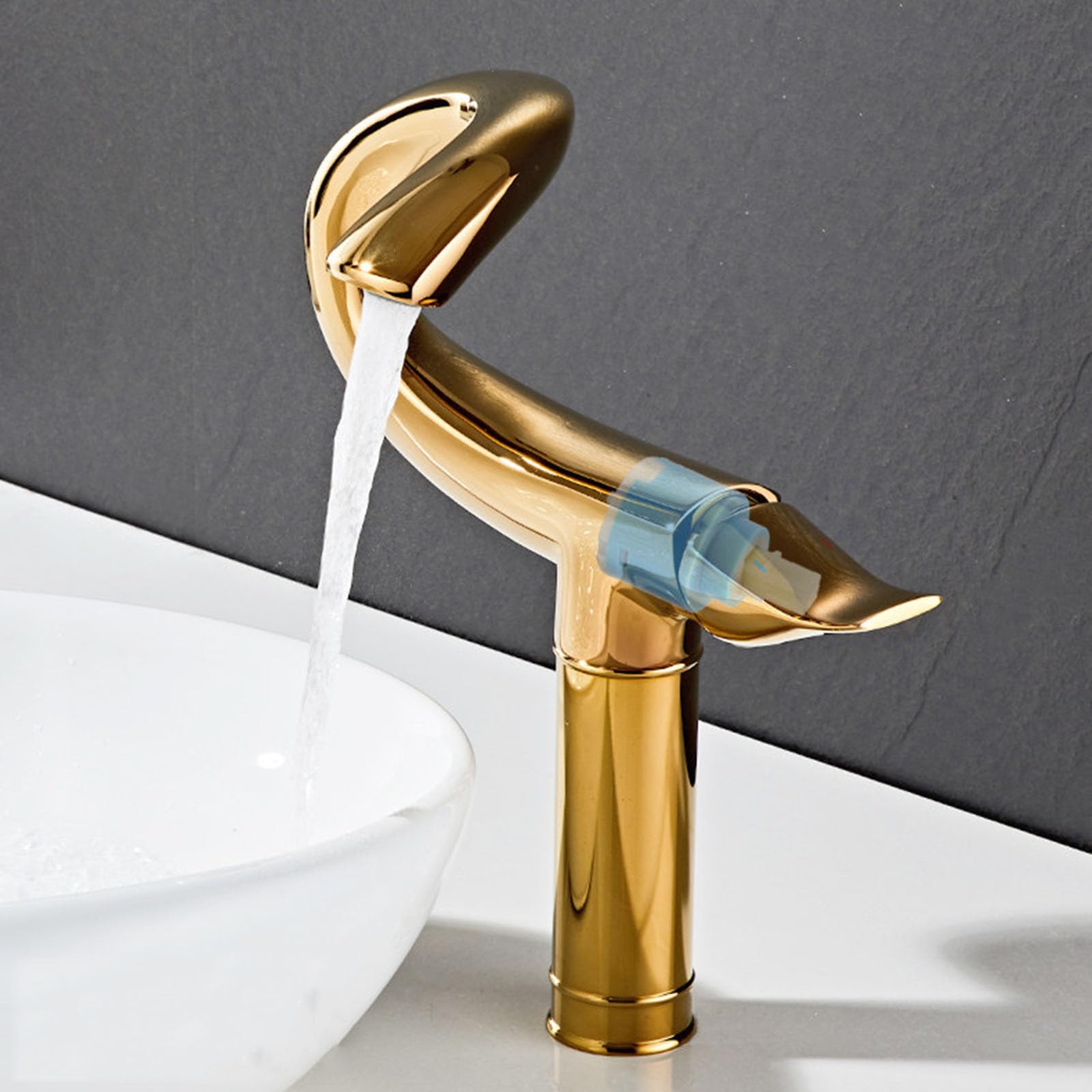 Grifo Monomando Moderno para Lavabo, Grifo Mezclador de latón para Lavabo, Agua fría y Caliente, Color Blanco.