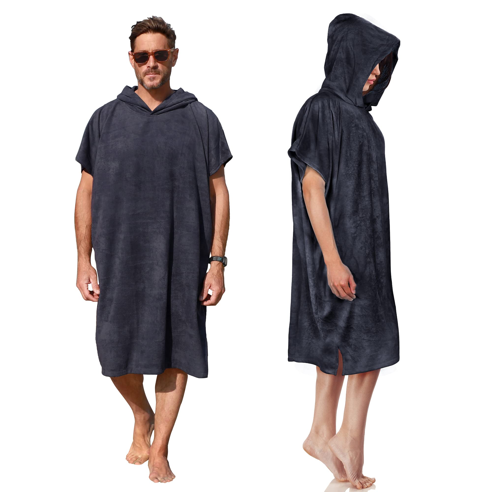 Kato Tirrinia Poncho de surf à capuche Changing Towels Quick Dry Beach Change Robe pour adulte homme femme imperméable et anti-sable pour le surf, la natation, la baignade, le bain, la grande taille