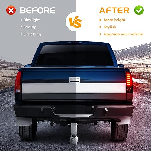 Miniatura 10 de Bomusou Luz trasera LED para Dodge Ram 1500 2002-2006, Dodge Ram 2500 3500 2003-2006, montaje de luz trasera cromada, lente transparente